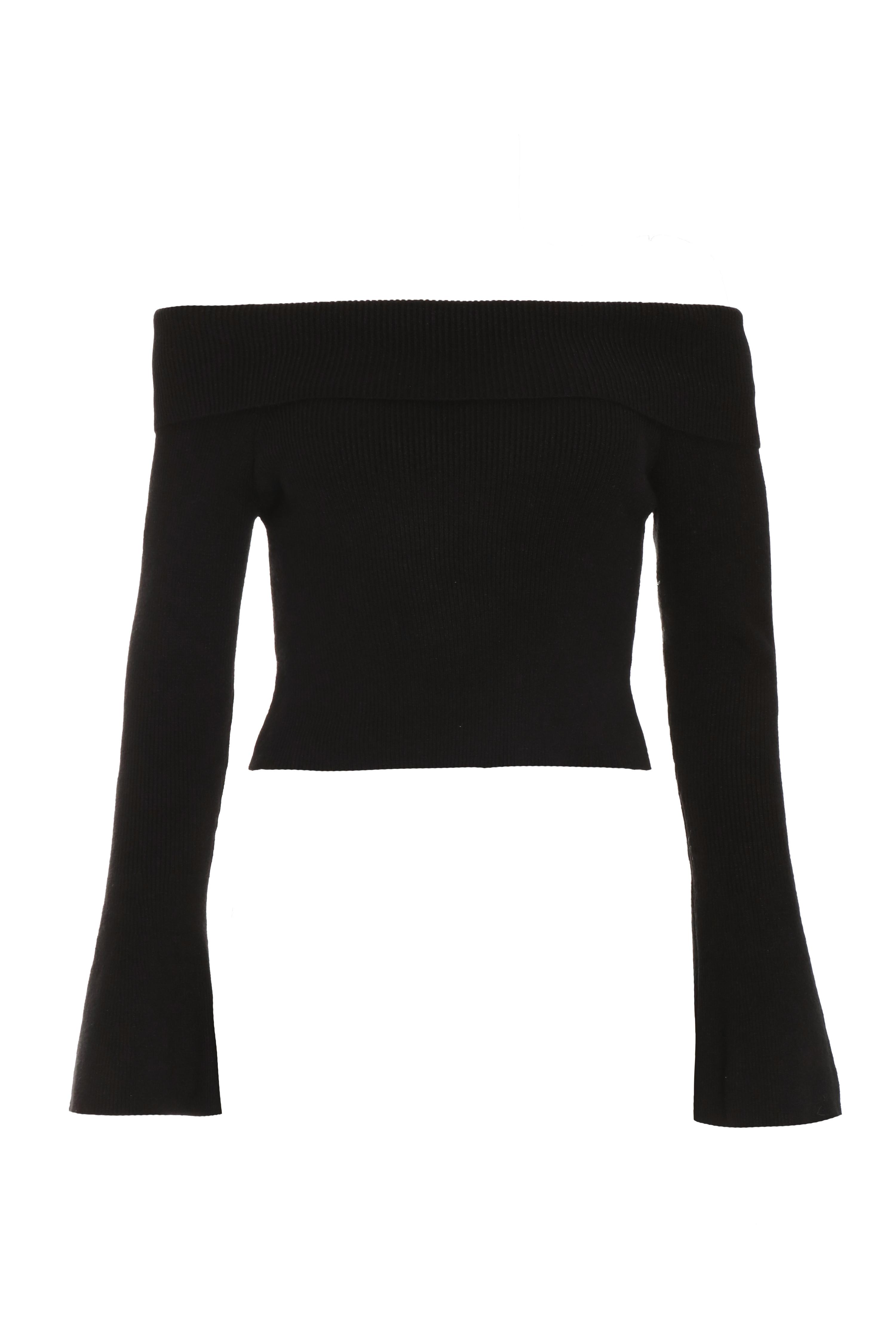 Quiz Womens Black Ribbed Bardot Jumper viscose - Size Large