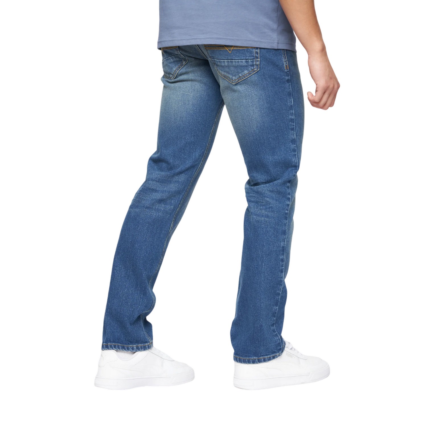 Crosshatch Mens Chas Straight Jeans (Mid Wash) herr – bild 2