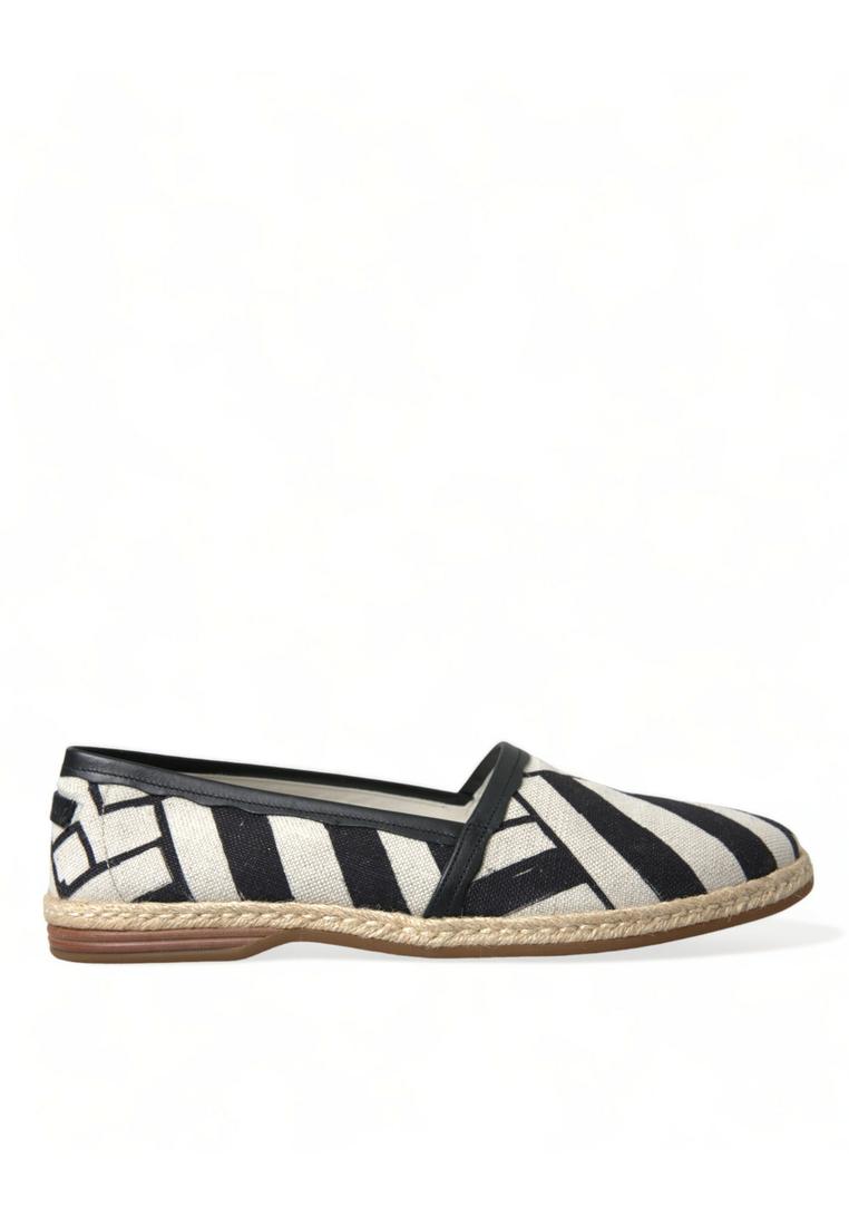 Dolce & Gabbana Mens Beige Black Striped Canvas Espadrilles MONDELLO Shoes Cotton – Size EU 42
