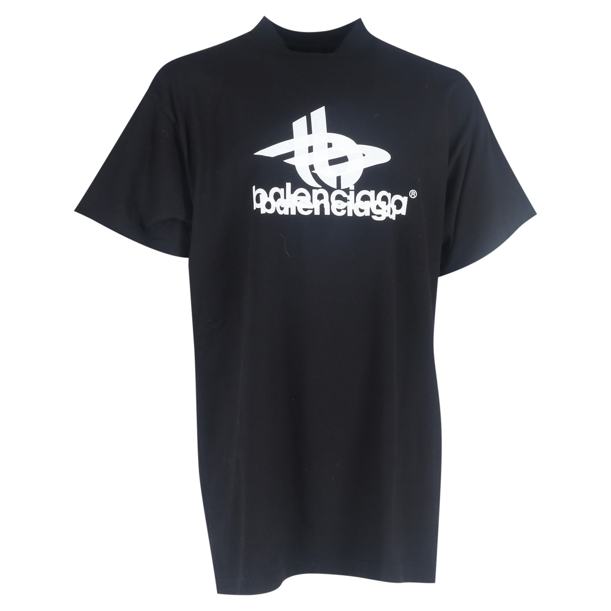 Balenciaga Logotryckt Mock Neck T-shirt i Svart Bomull