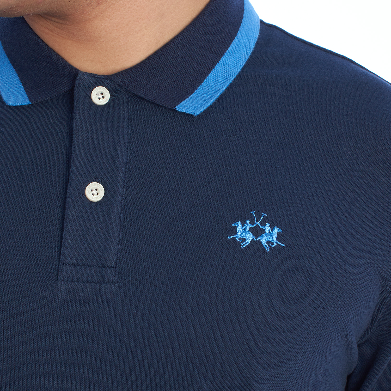 LA MARTINA YMP006-PK001 Herr Slim Fit Kortärmad Pikétröja – bild 2