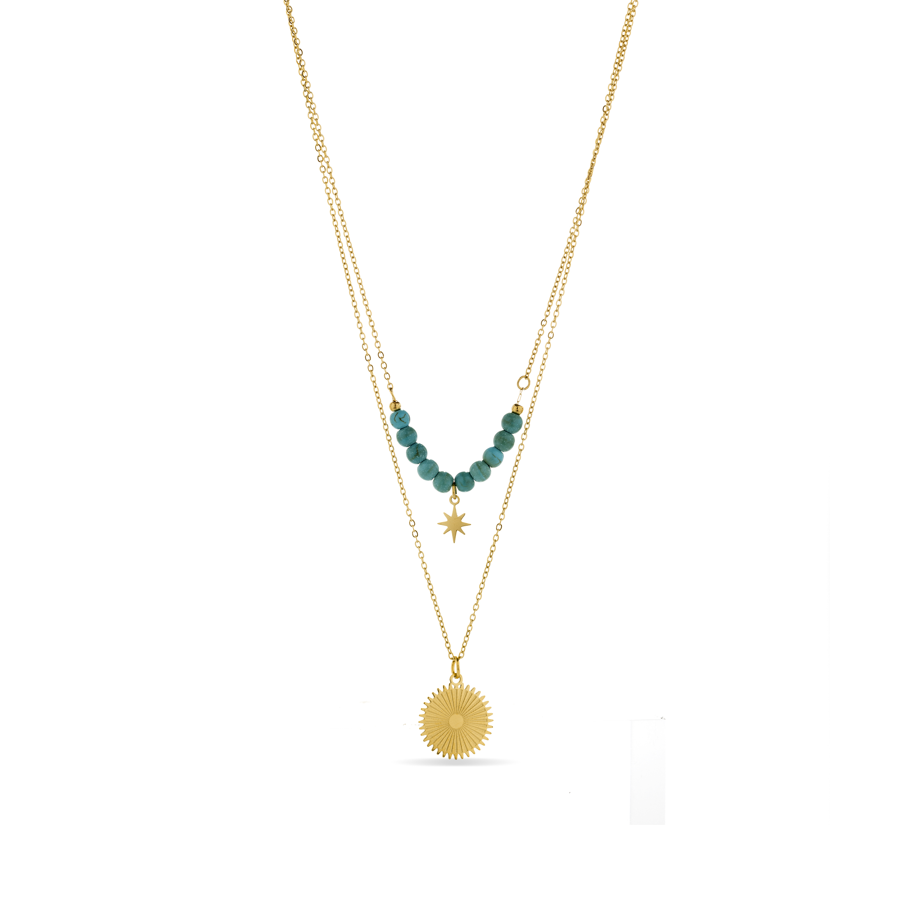 Turkos halsband avslutat i 18K gult guld Nanra