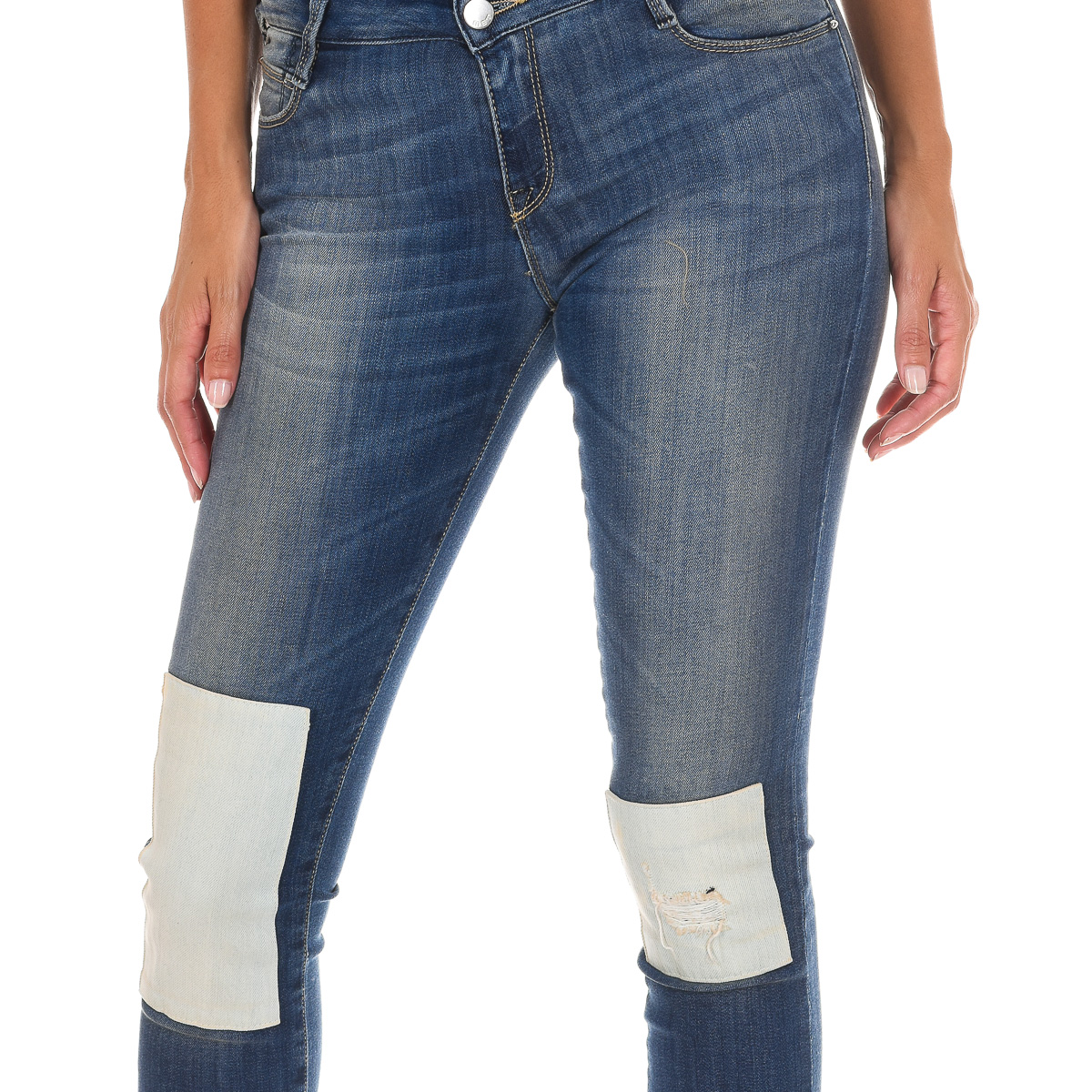 Met Lång denimbyxa med smal skuren fåll 10DB50350 kvinna dam – bild 2
