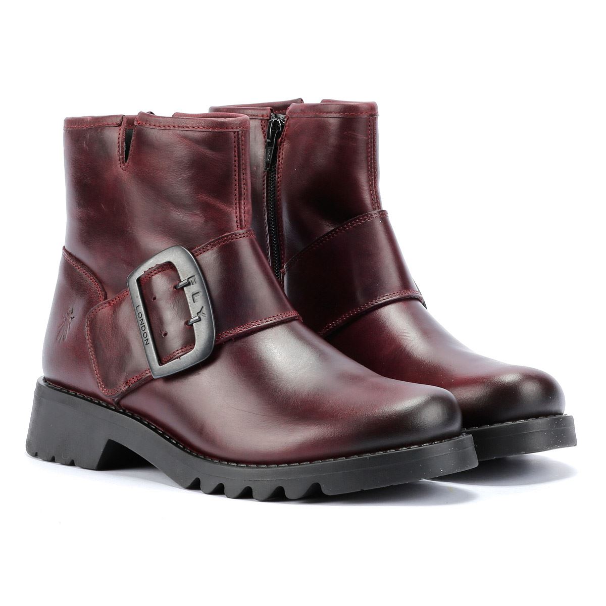 Thumbnail - Fly London Rily Leder Damen Rote Stiefel