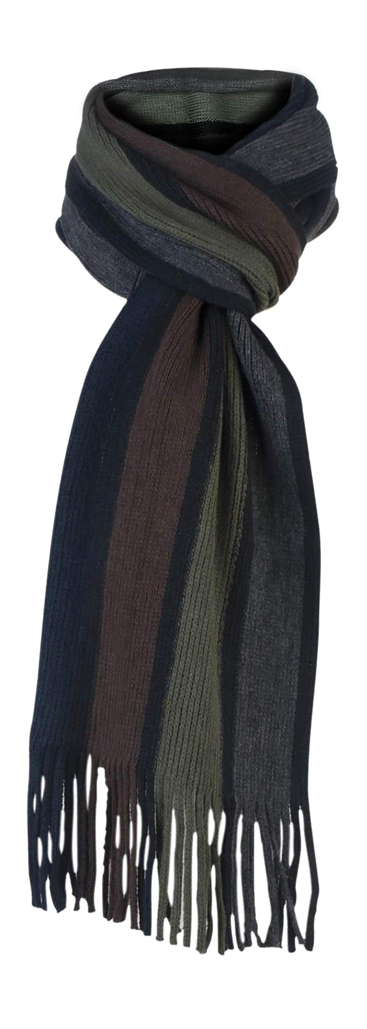 Giovanni Cassini Mens Italian Inspired Warm Knitted Striped Winter Scarf One Size - Brown - One Size