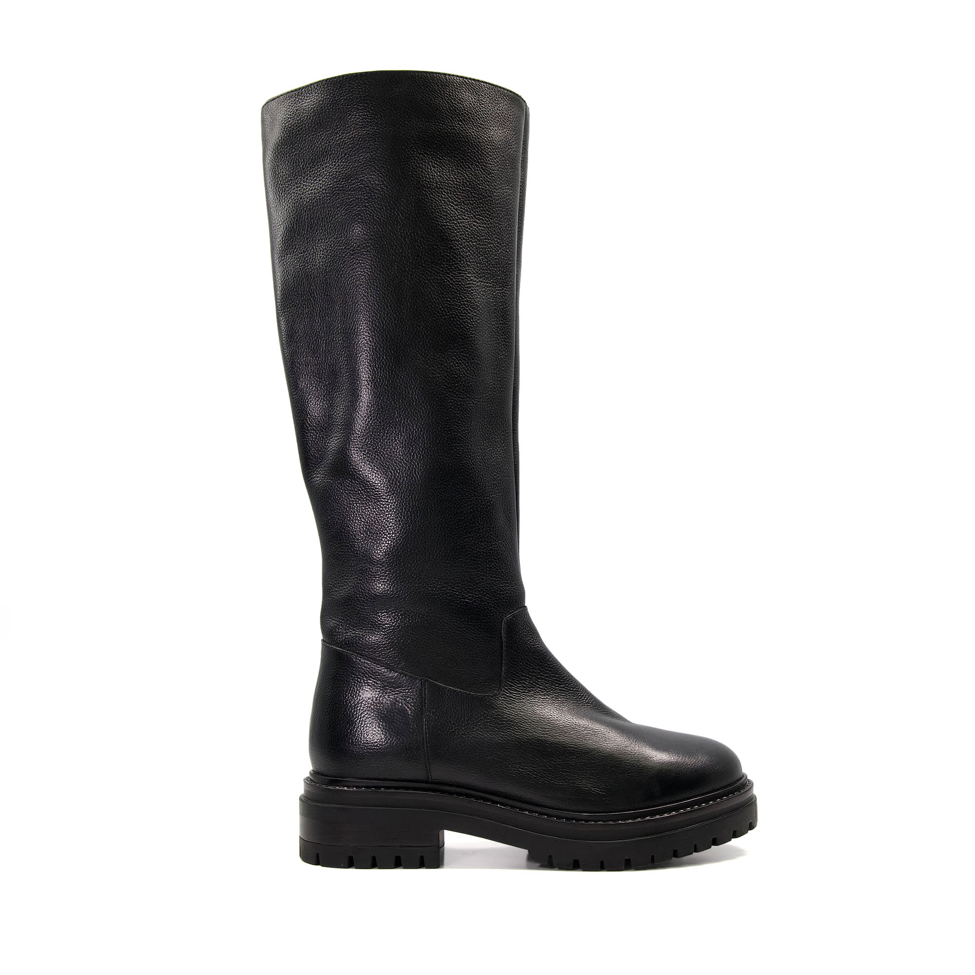 Dune London Womens TEIGAN Chunky Leather Knee-High Boots – Black (archived) – Size UK 5