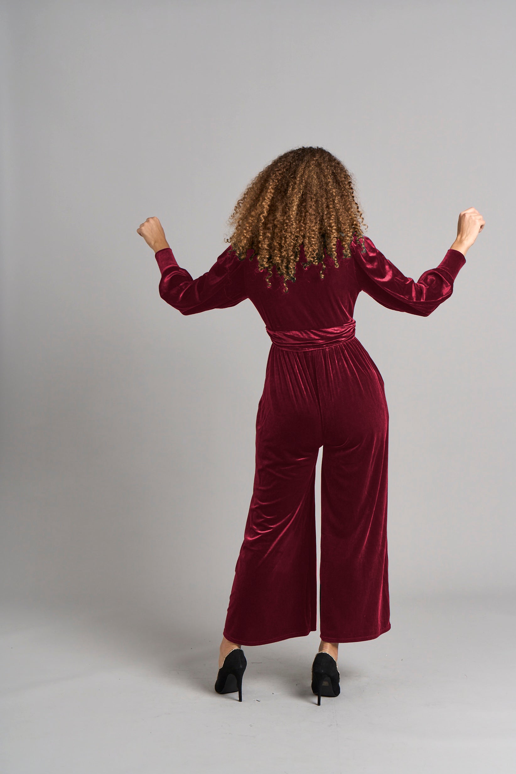 Ava jumpsuit i sammet Berry 2