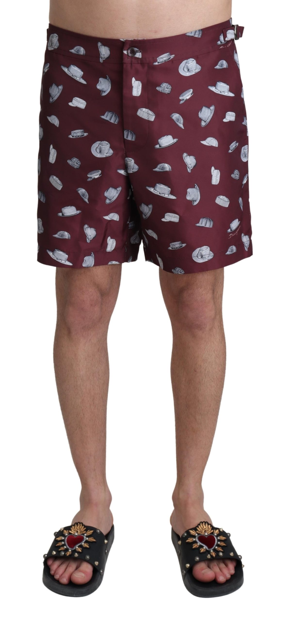 Dolce & Gabbana Mannelijk Bruin Heren Marron Hoeden Print Strandkleding Shorts Zwemkleding