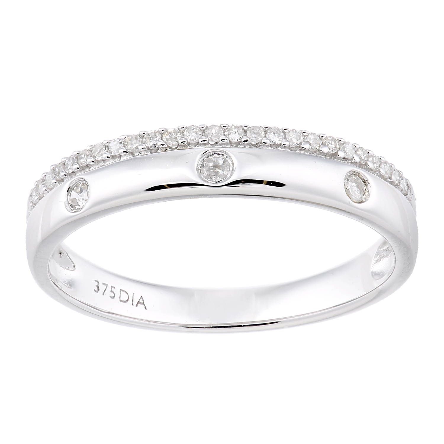 Diamant L’Eternel Womens 9ct White Gold with 0.15ct Diamond Eternity Ring – Size K