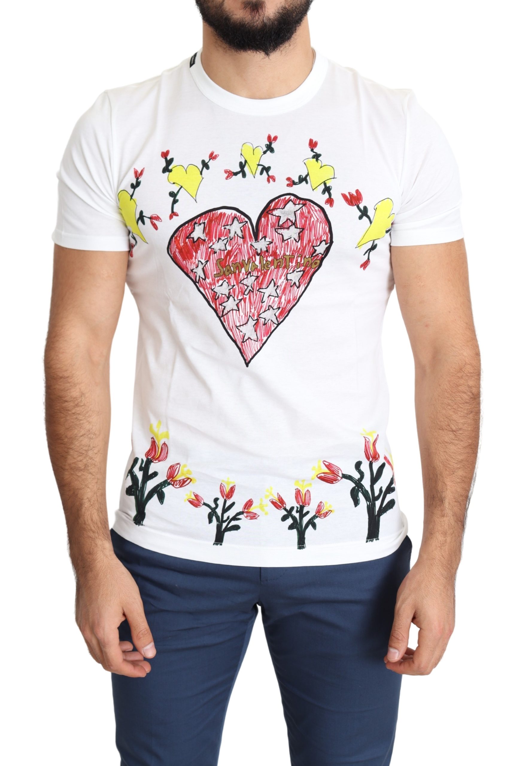 Thumbnail - Dolce & Gabbana Weiß Saint Valentine Druck Baumwolle Herren-T-Shirt
