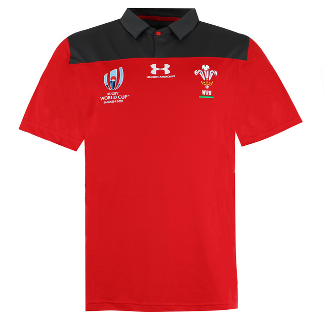 Thumbnail - Under Armour Rugby World Cup Lose Kurzarm Red Mens Polo Shirt 1341608 600