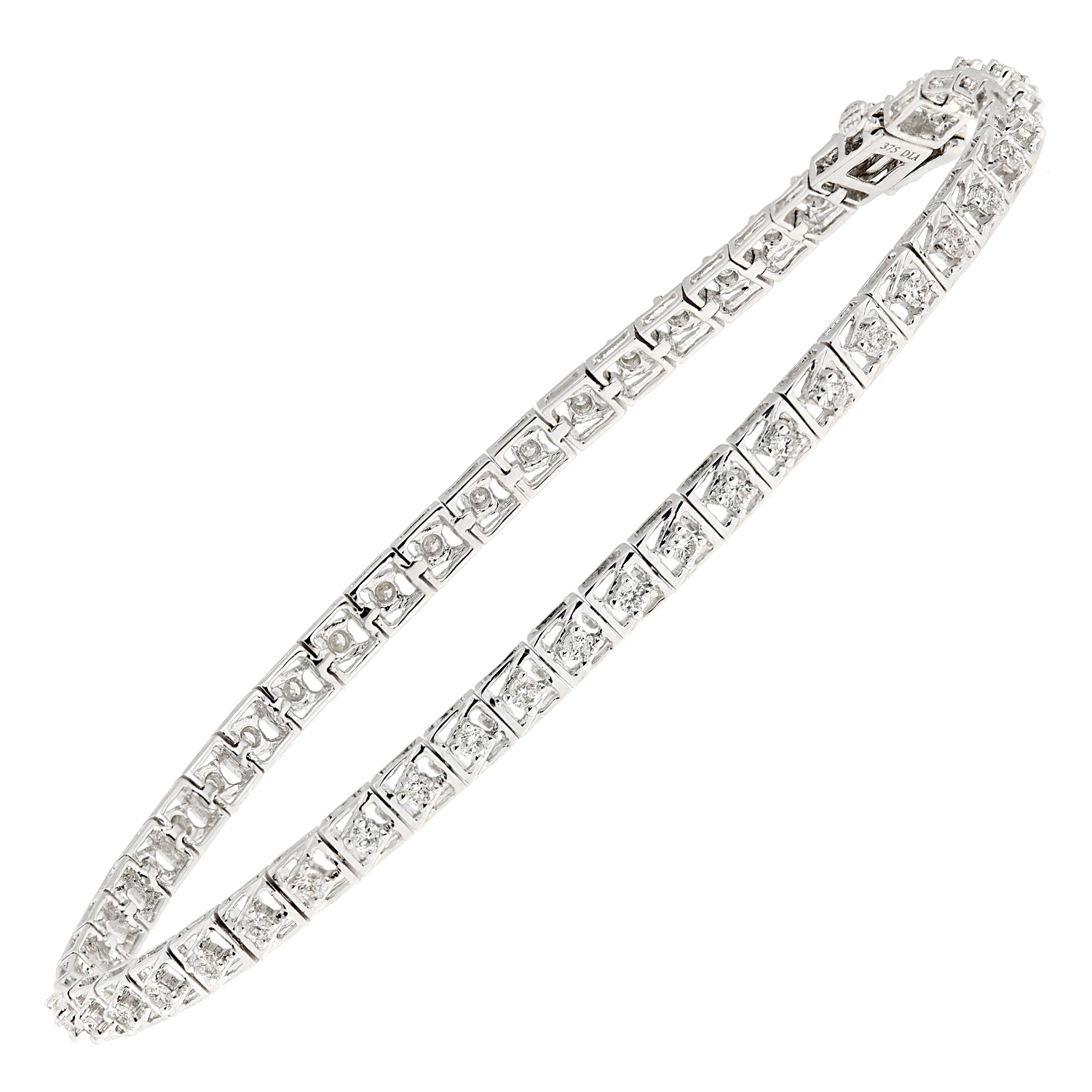 Diamant L’Eternel Womens 9ct White Gold Total 1.00ct Diamond Tennis Bracelet of Length 18.2cm – One Size