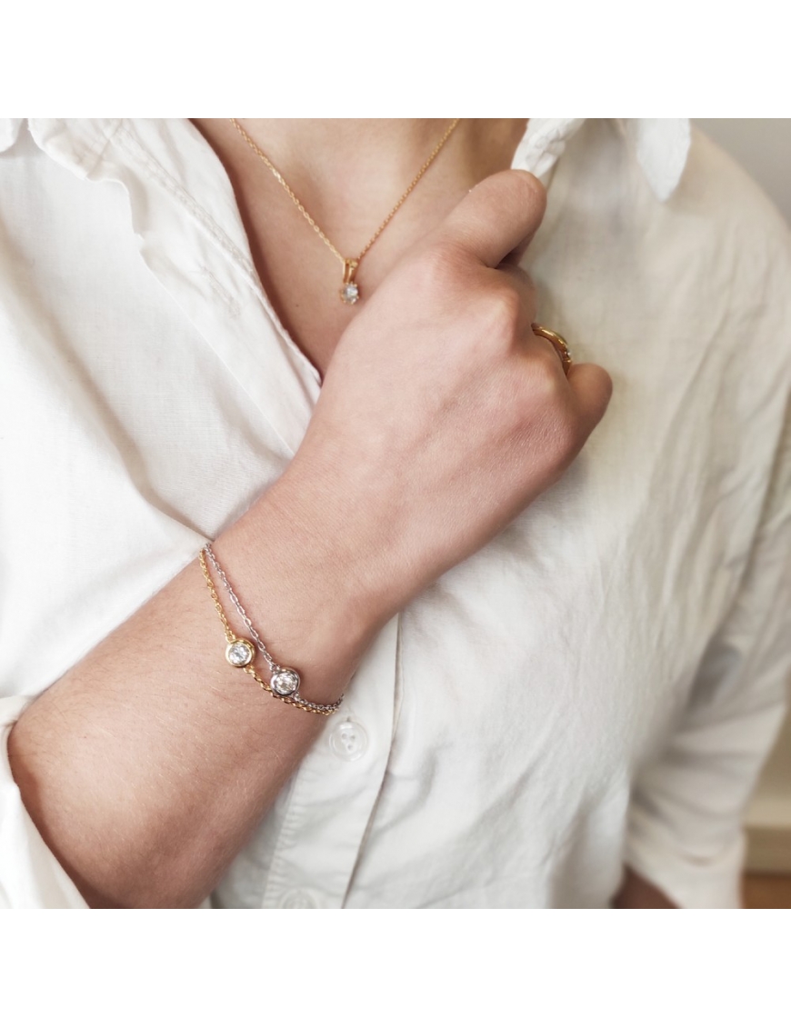 MYC Paris Födelsestenarmband Rhodium, guld och kristall dam – bild 2