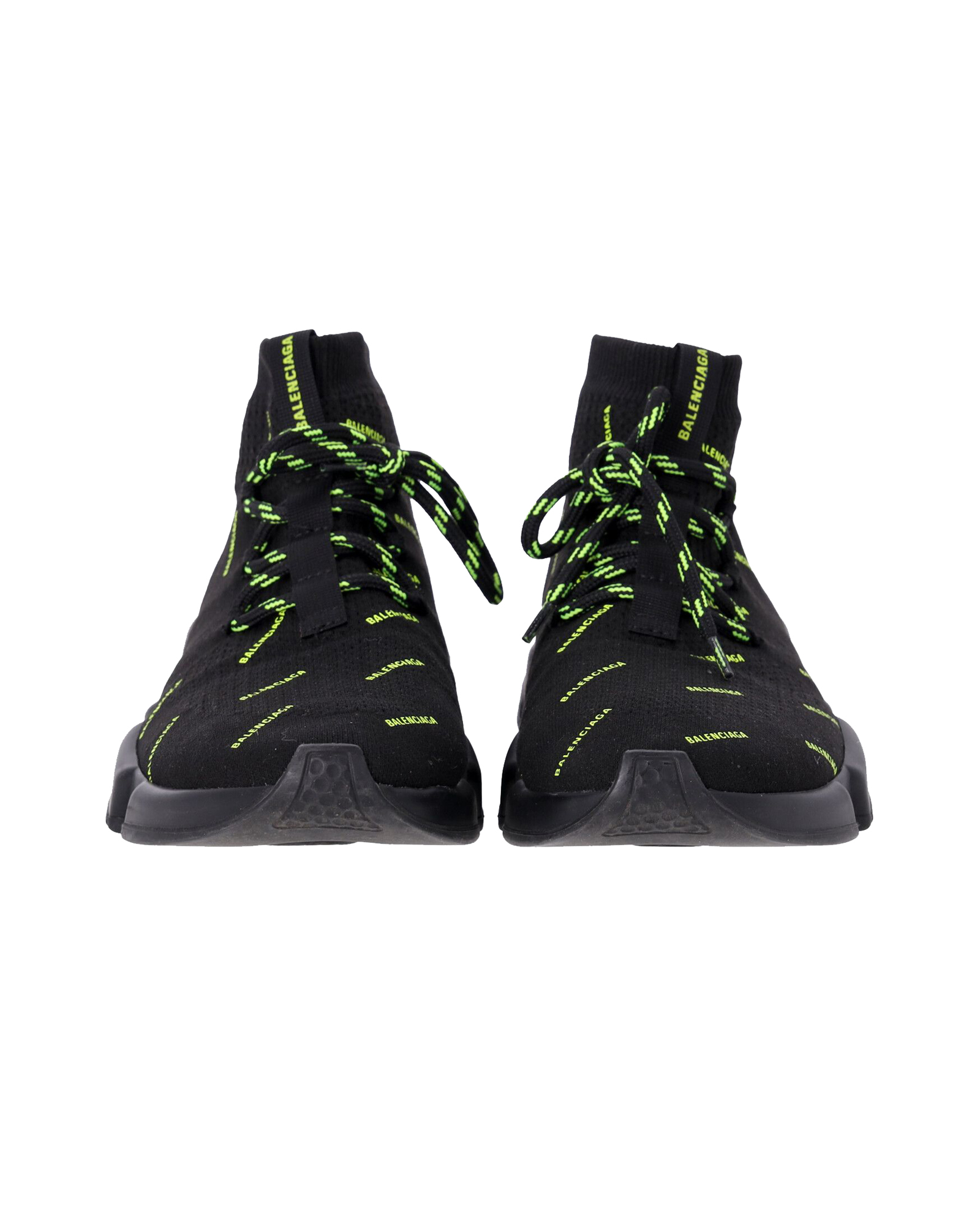 Balenciaga Pre-owned Balenciaga Speed Lace-Up Sneakers med All Over Print i Svart Polyester herr – bild 2