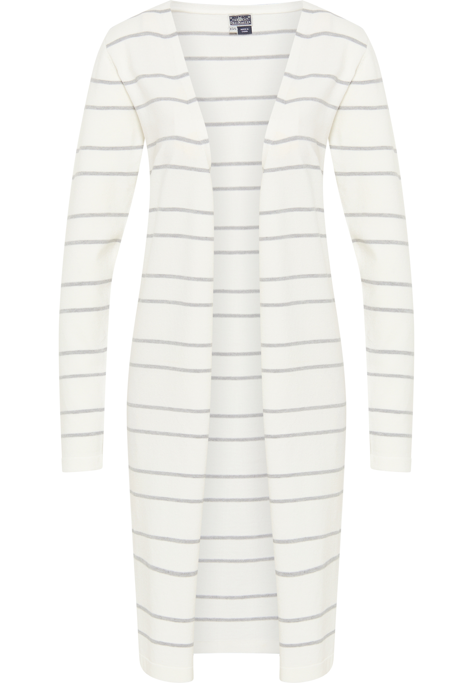 Thumbnail - Dreimaster Cardigan Damen Wollweiss Grau Melange