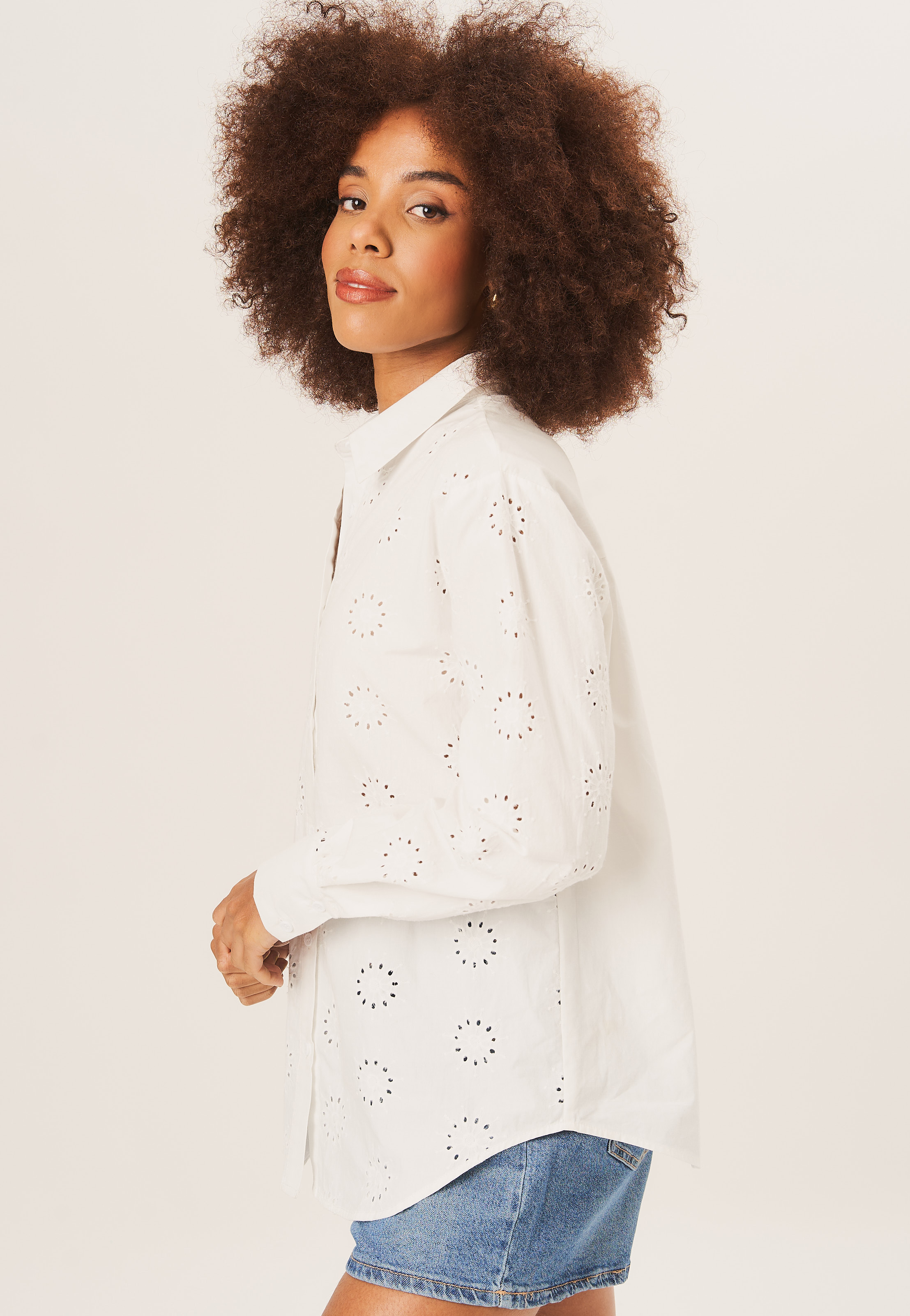 Gini London Cotton Embroidered Long Sleeves Shirt skjortor dam – bild 2