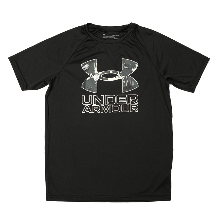 Boy's Under Armour Junior UA Tech Hybrid Print Fill T-Shirt in Black
