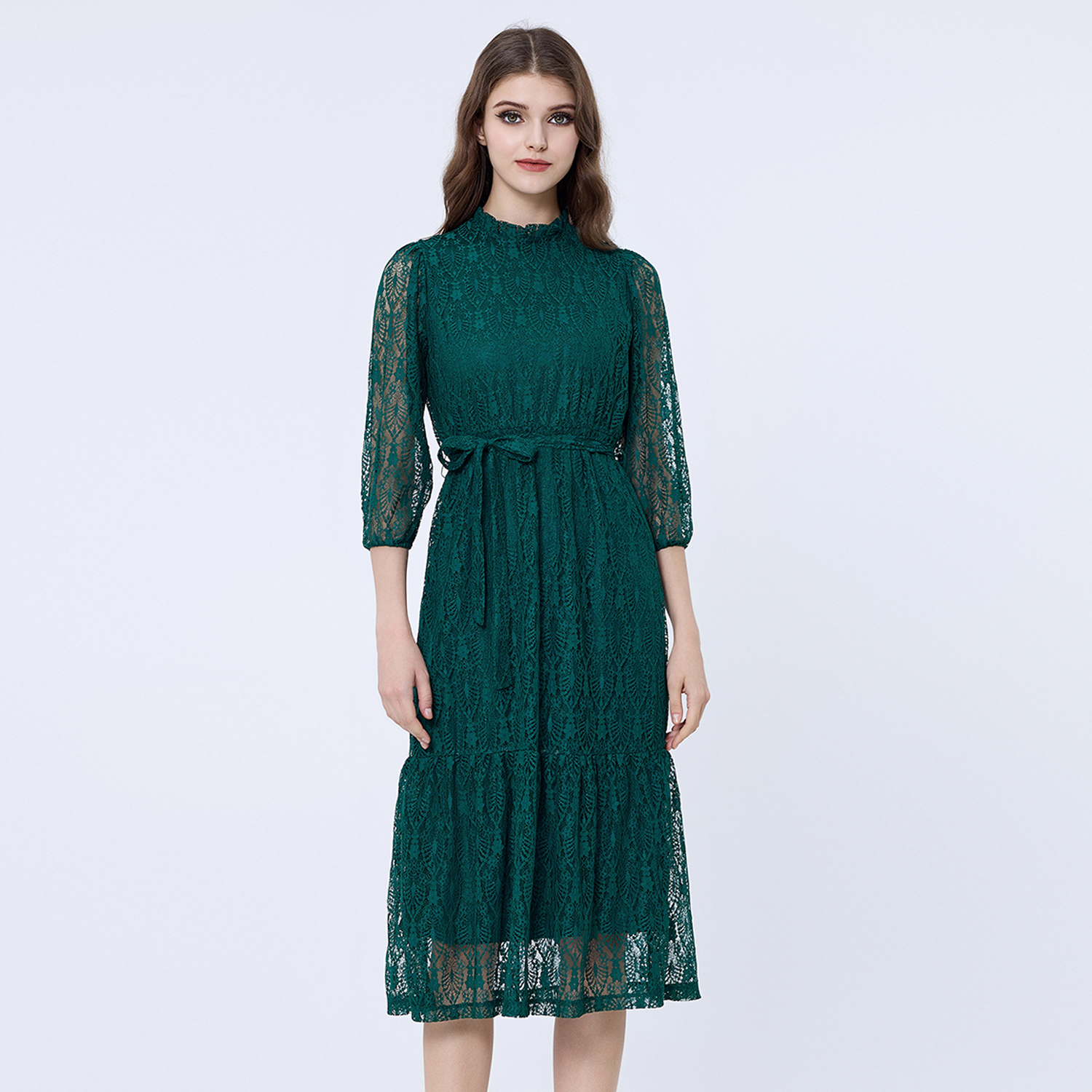 Fit-and-flare kanten jurk
