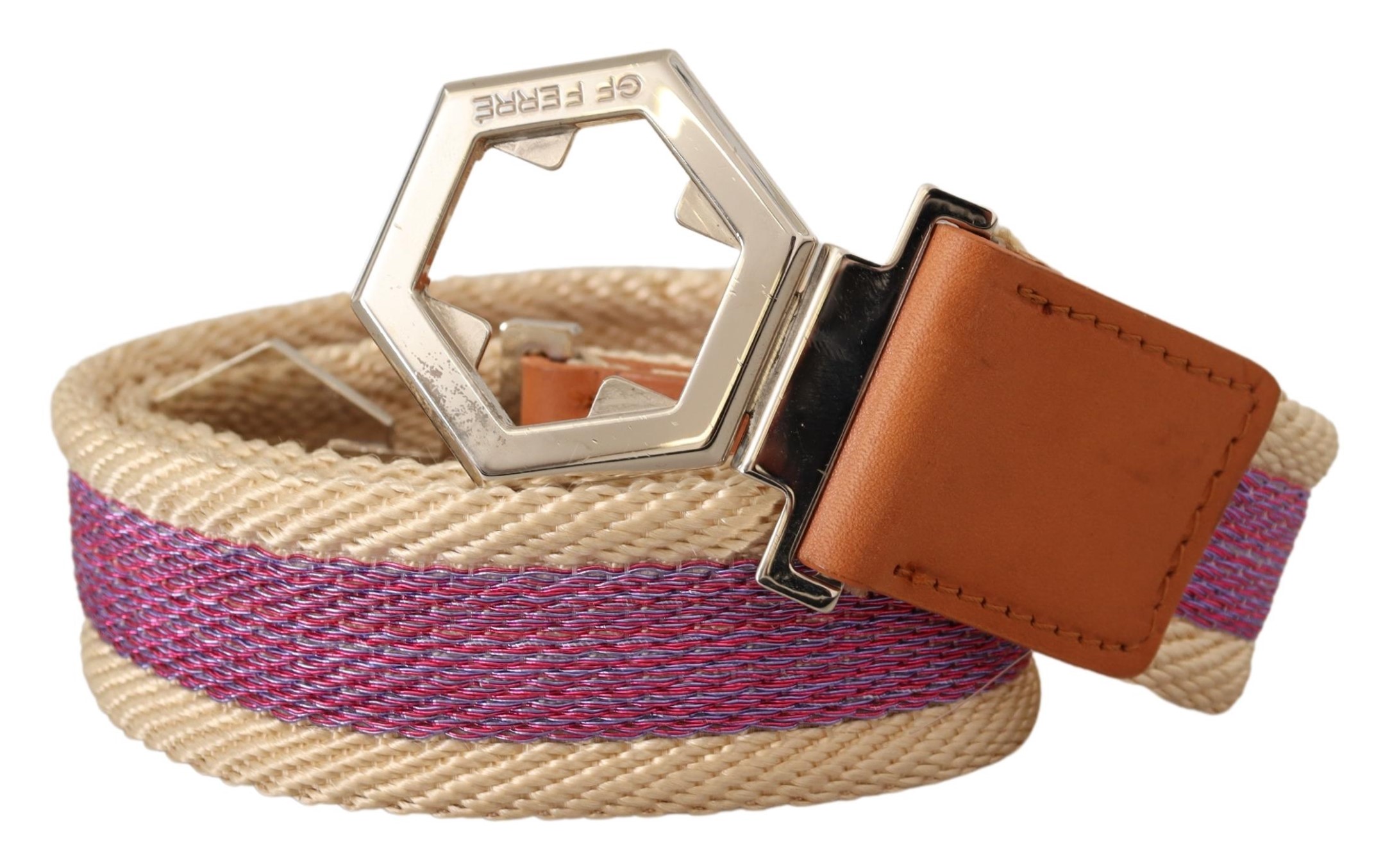GF Ferre Kvinnors Flerfärgad Läder Silver Hexagon Logobuckle Bälte dam – bild 2