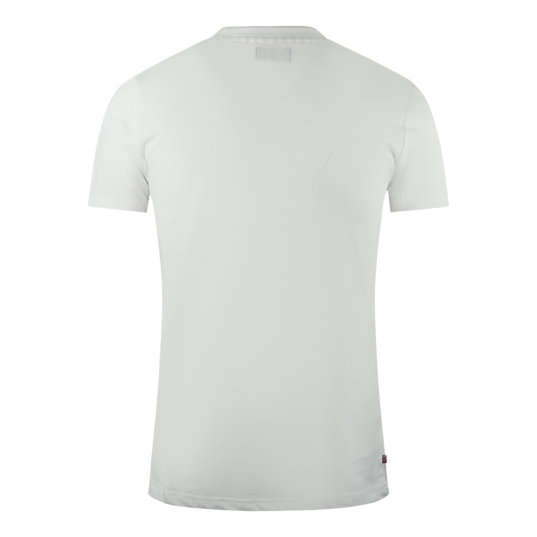Aquascutum Large Bold London Aldis Brand Logo Vit T-shirt herr – bild 2