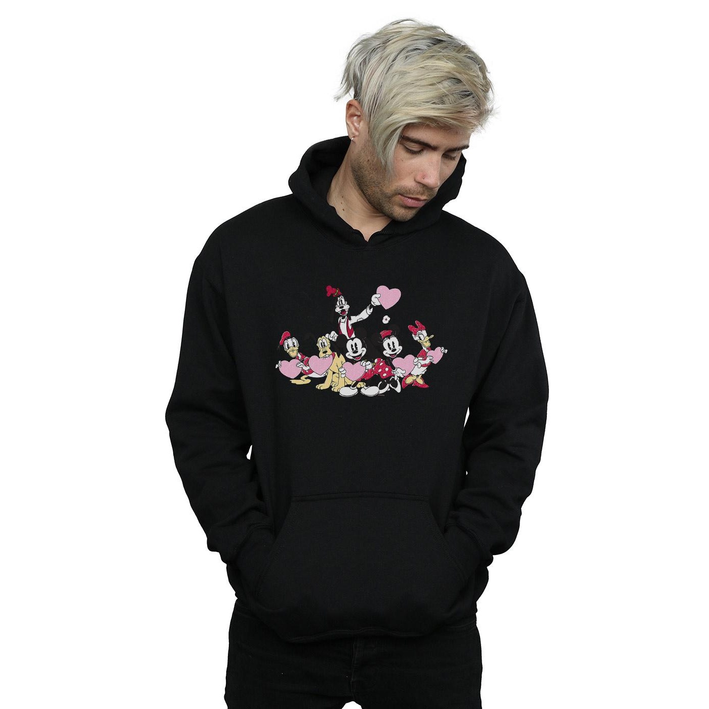 Disney Mens Mickey Mouse Love Friends Hoodie (Black) herr – bild 2