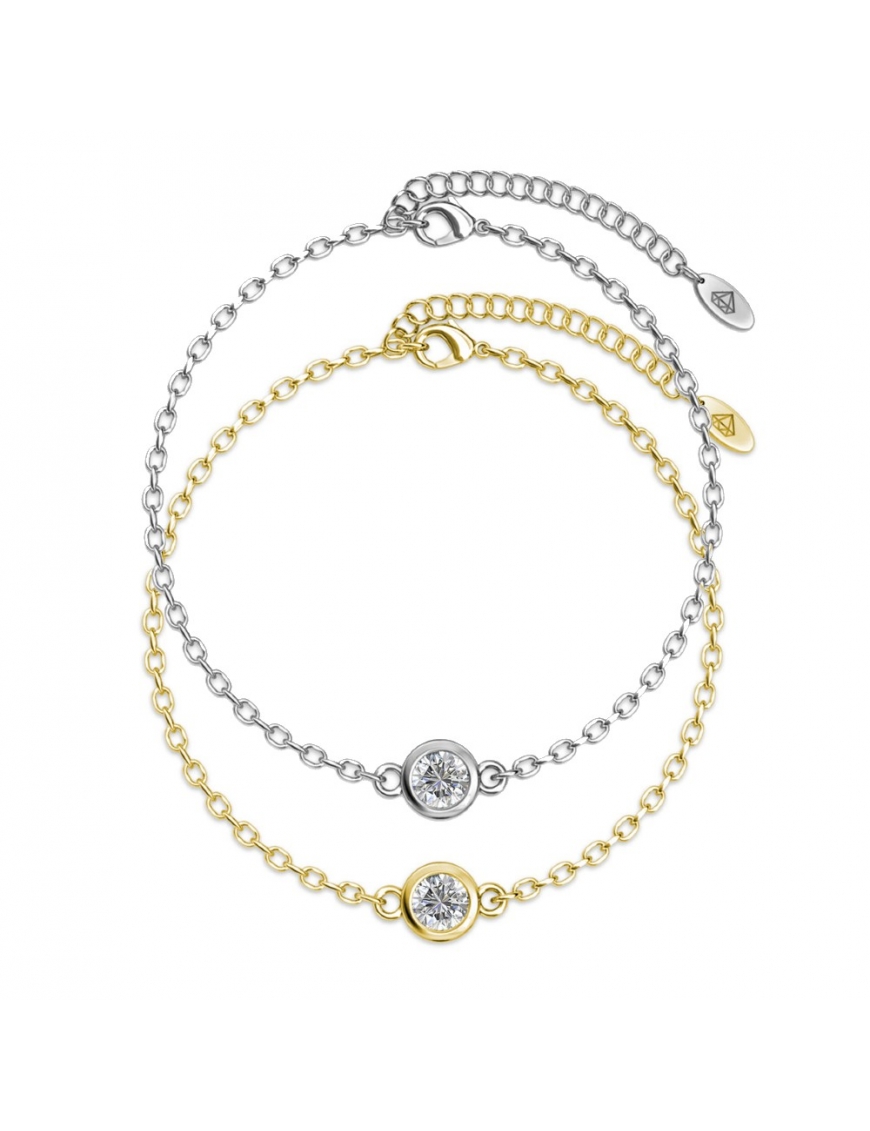 Thumbnail - Geburtsstein-Armband - Rhodium, Gold und Kristall