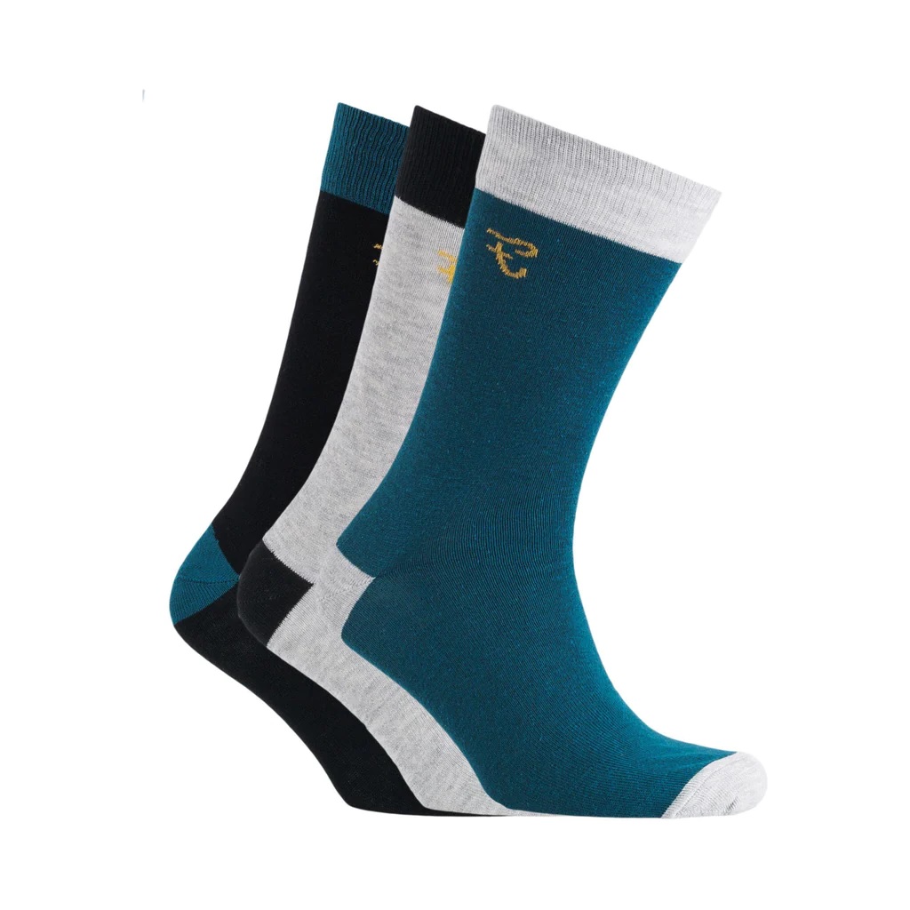 Thumbnail - Farah - "Darby" Socken für Herren (3er-Pack) (Schwarz/Flaschengrün/Hellgrau)