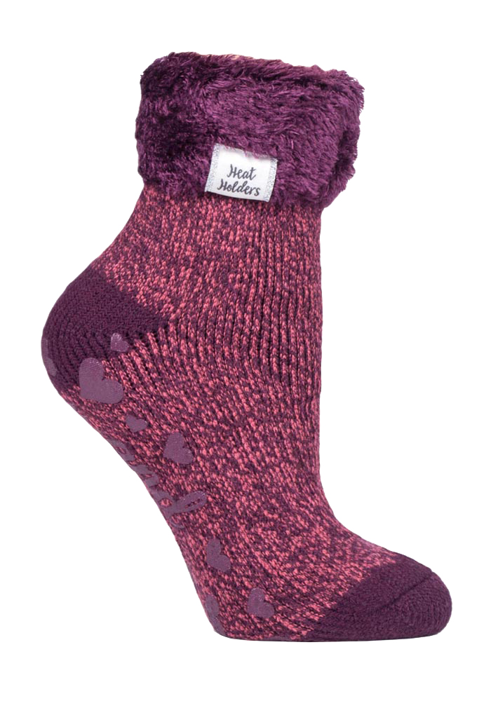 Thumbnail - Rutschfeste, niedrig geschnittene Thermo-Slipper-Bettsocken für Damen mit Griffen