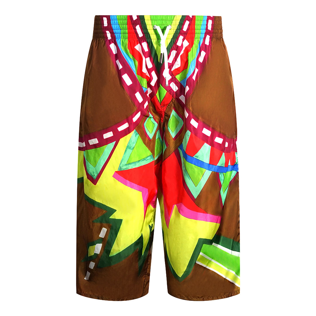 Färgglad abstrakt design Brun överviktig badshorts