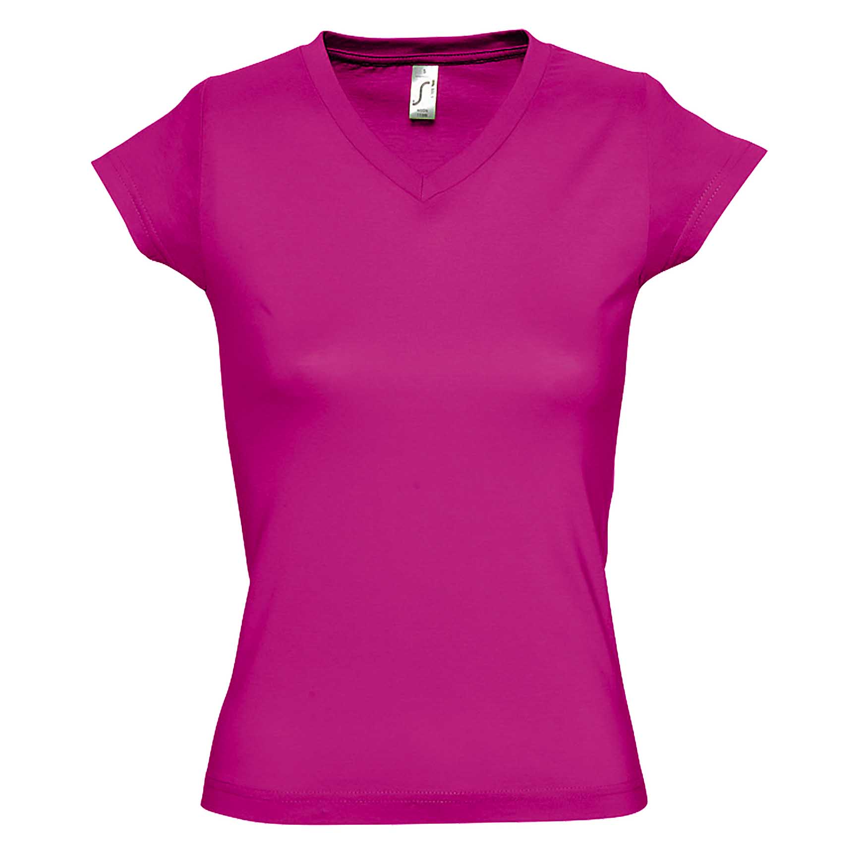 Thumbnail - SOLs Damen/Damen Moon V-Ausschnitt T-Shirt mit kurzen Ärmeln (Fuchsia)