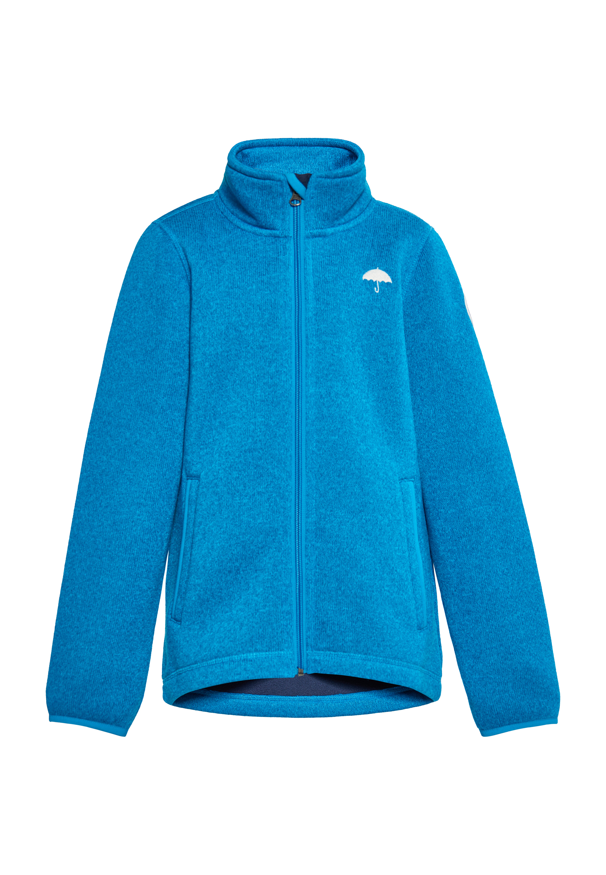 Thumbnail - Schmuddelwedda Strickfleecejacke Mädchen (Kids) Cyanblau Melange