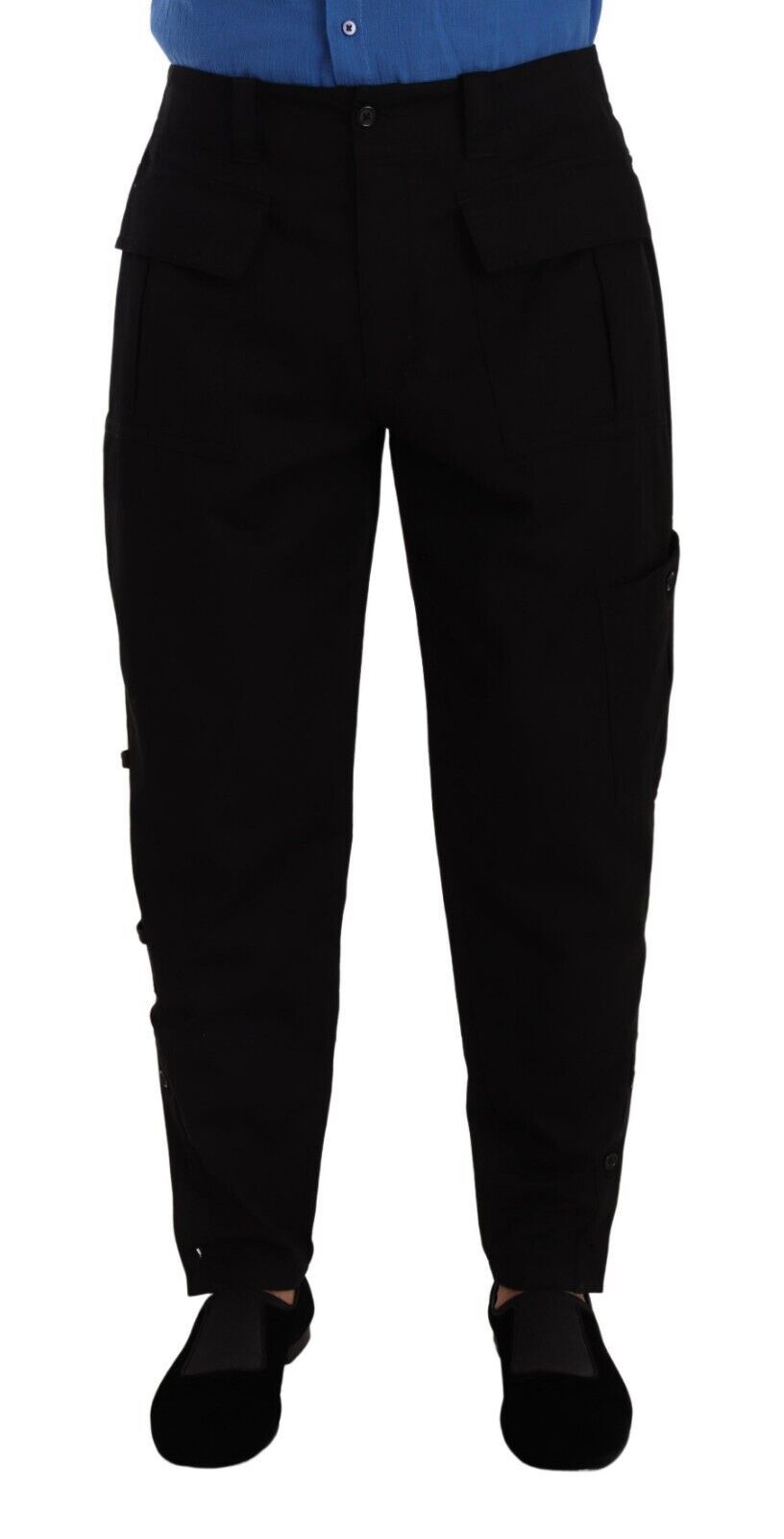 Dolce & Gabbana Mens Cotton Stretch Tapered Cargo Pants - Black - Size IT 48 (Men's)