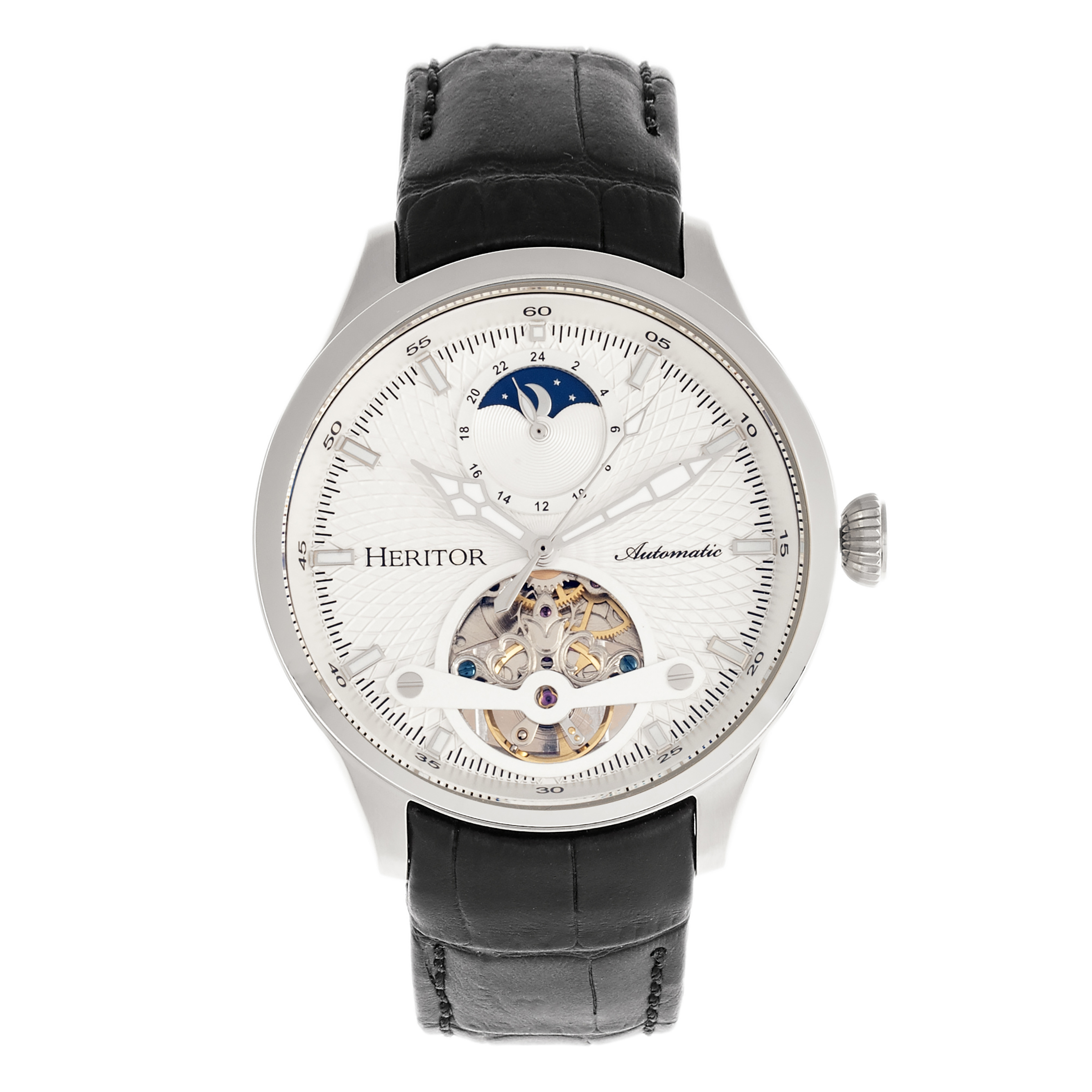 Thumbnail - Heritor Automatik Gregory Semi-Skelettuhr mit Lederarmband