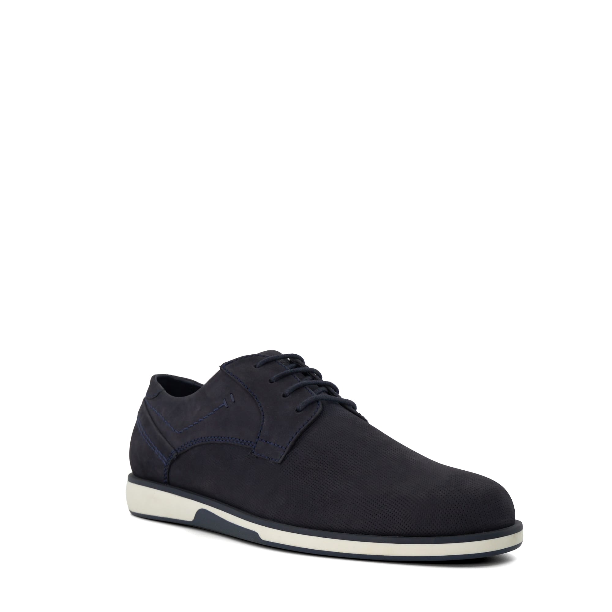 Dune London Mens Bradfield - Perforated Leather Casual Shoes - Navy Leather (archived) - Size UK 9