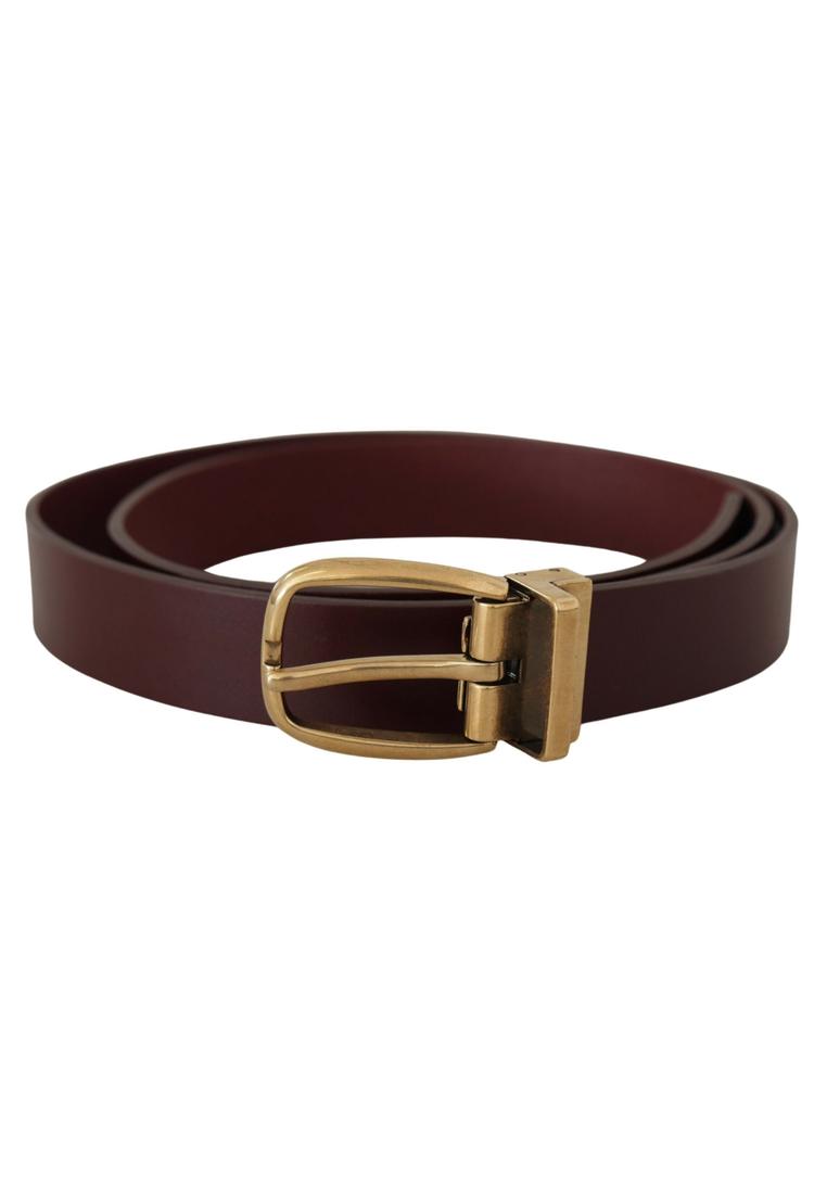 Dolce & Gabbana Mens Brown Leather Classic Gold Metal Buckle Belt - Size 90 cm