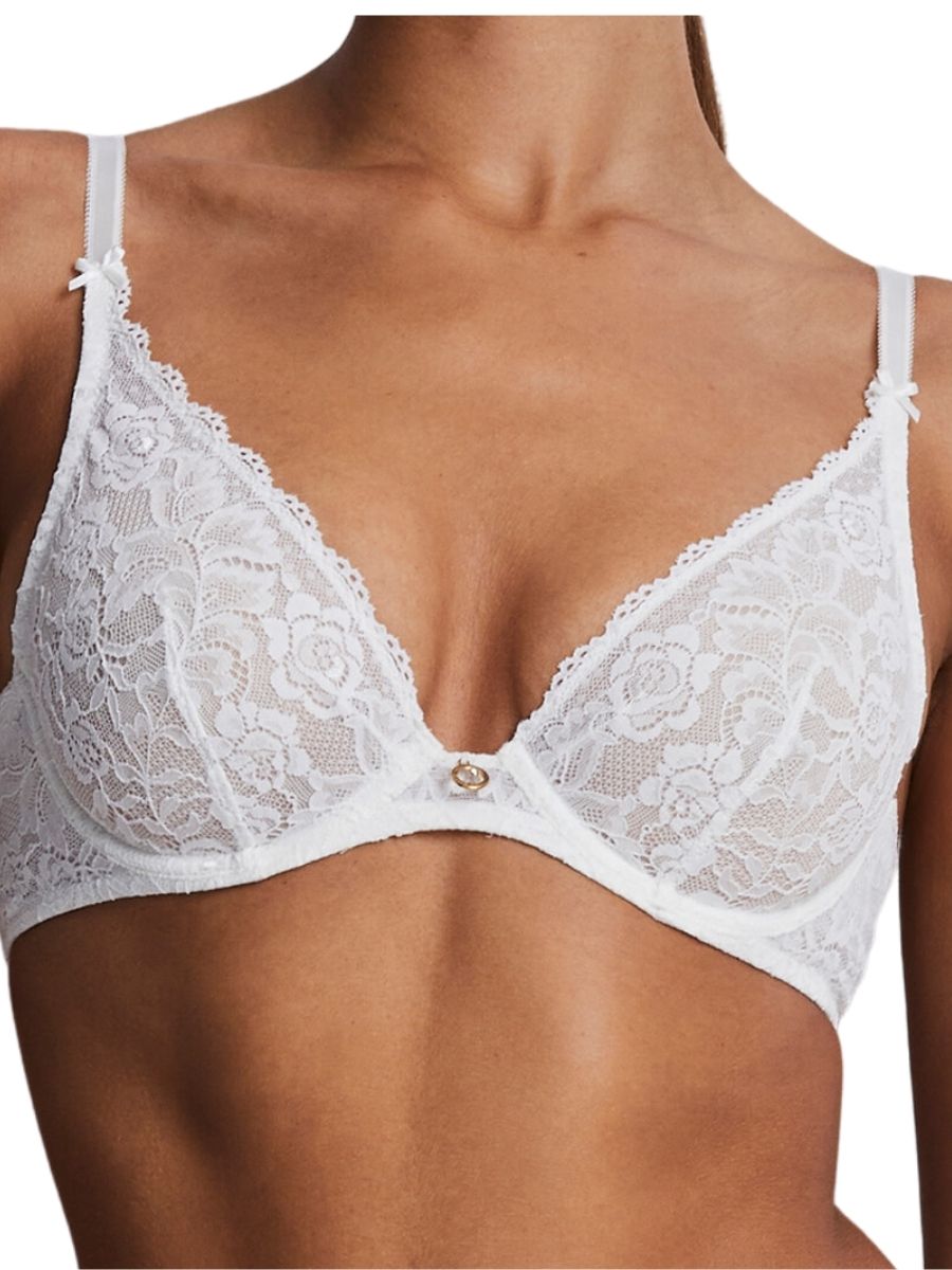 Aubade Womens Rosessence Care Triangle Plunge Bra - White Polyamide - Size 34F