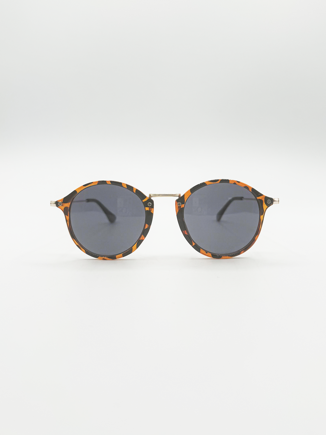SVNX Unisex Oversized Round Sunglasses with Tortoiseshell Rim - Animal - One Size