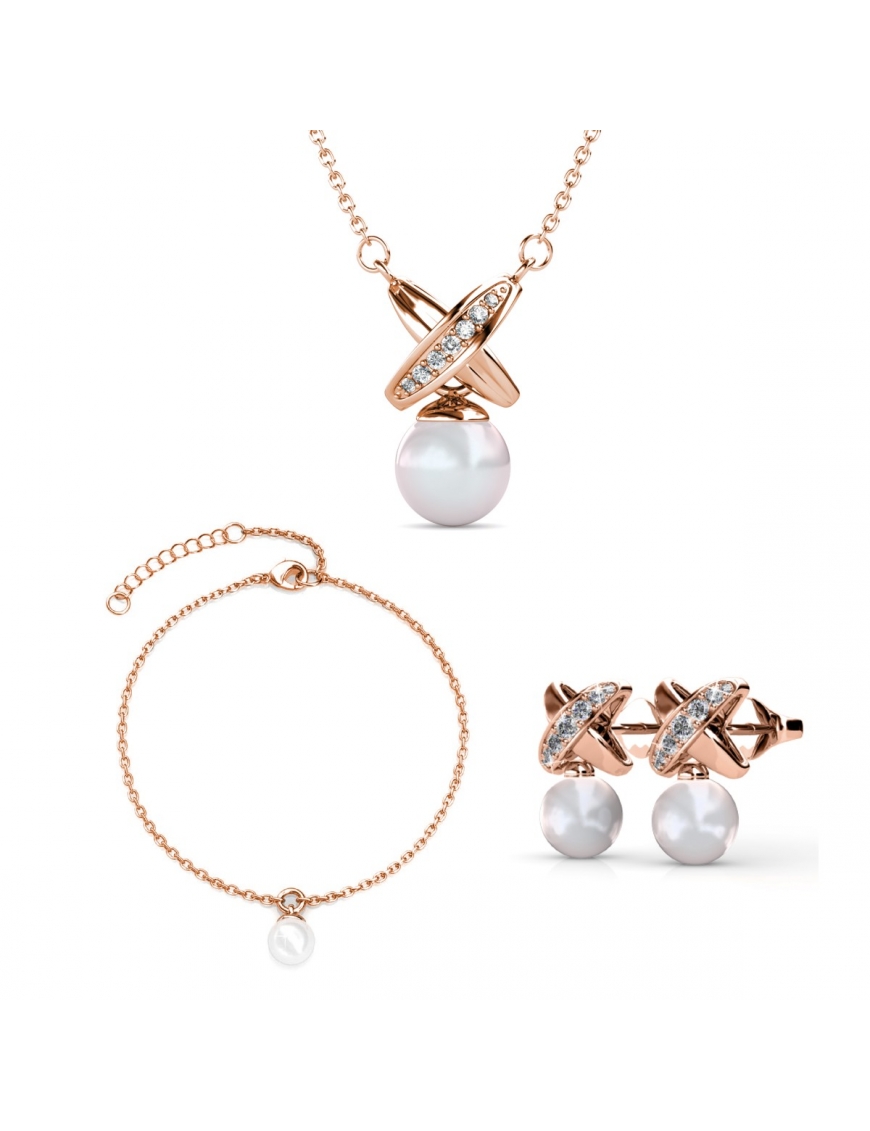 Chris Perlenkristall Set und Box - Rose Gold und Kristall
