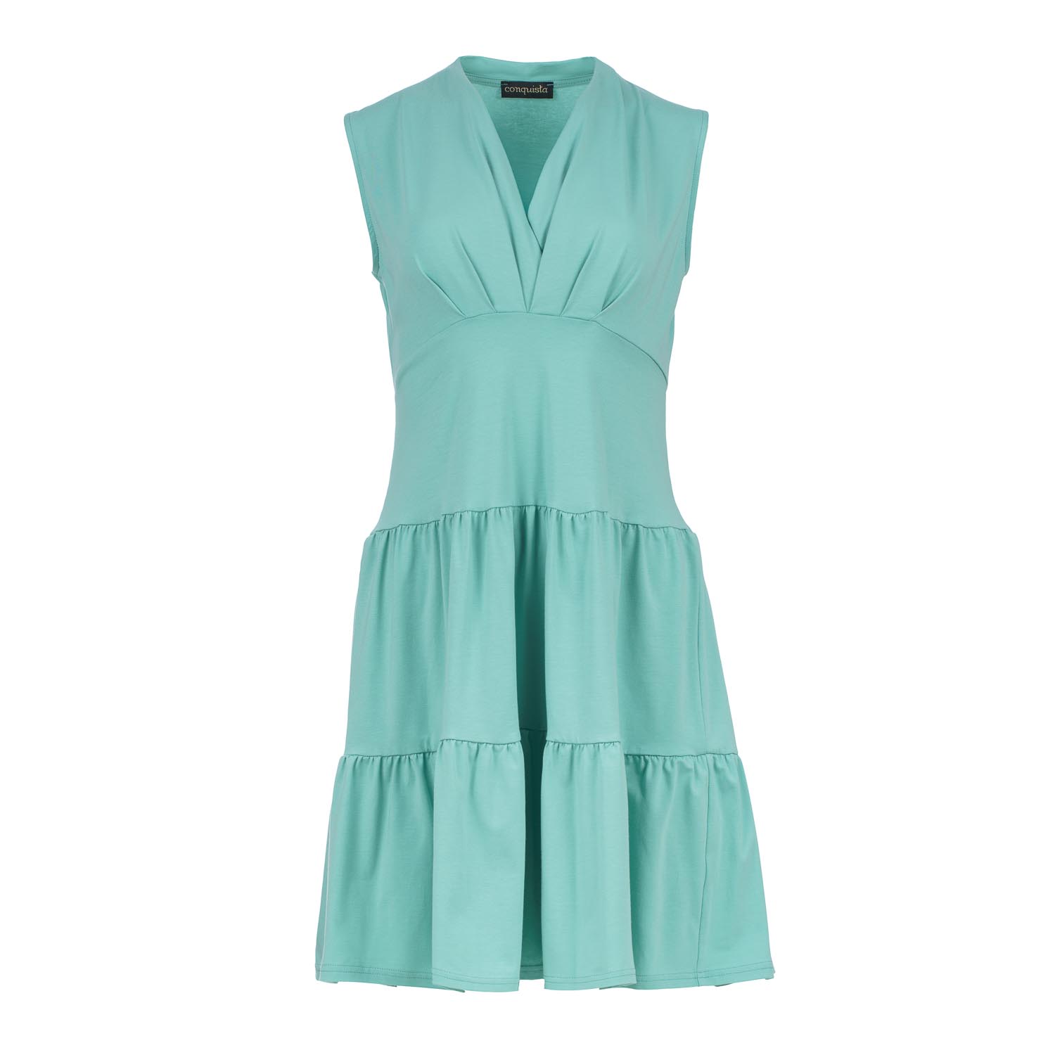 Thumbnail - Ärmelloses Jerseykleid in Jade aus Baumwolle