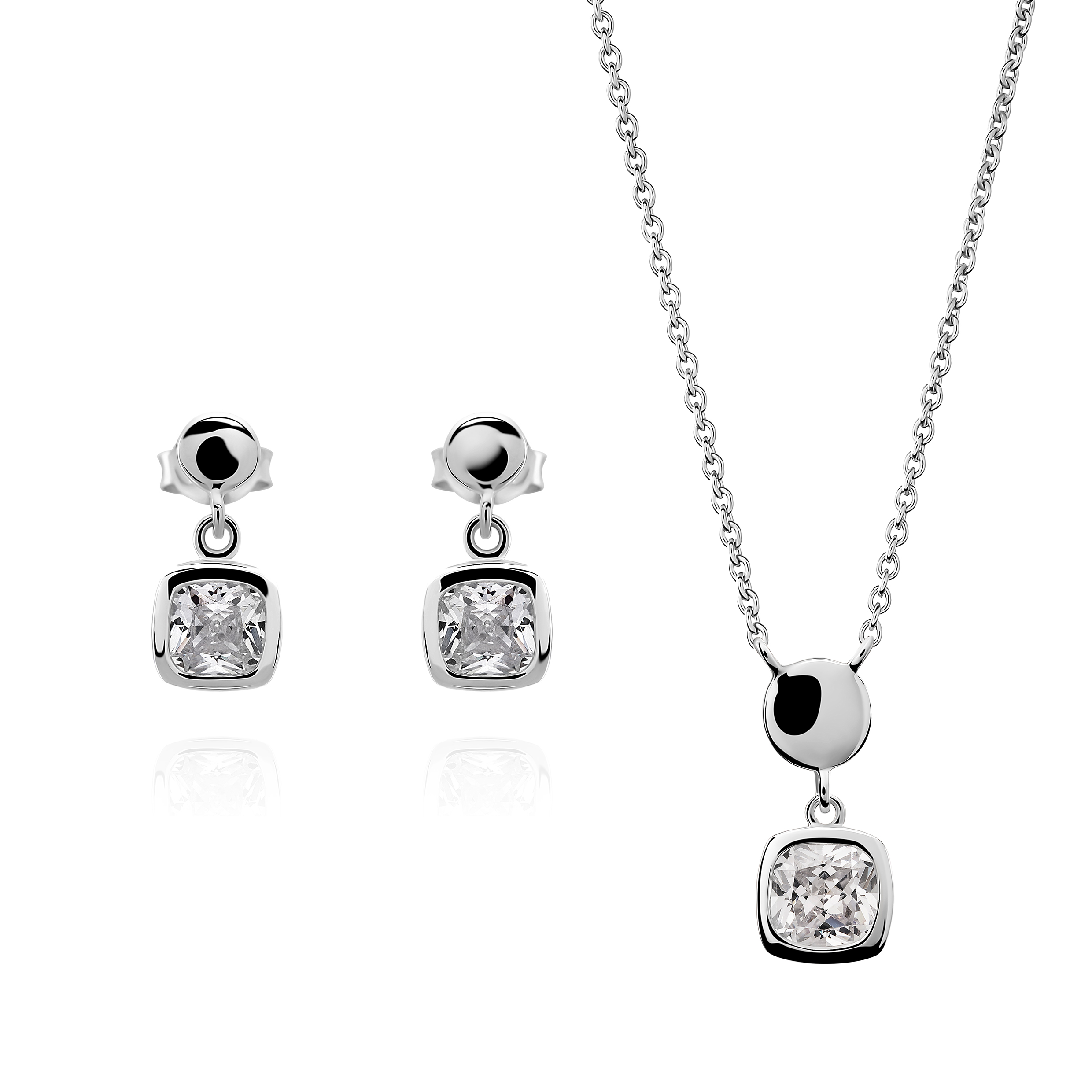 Orphelia 'Myrela' Womens 925 Sterling Silver Set, Necklace + Earrings - Set-7486 - One Size