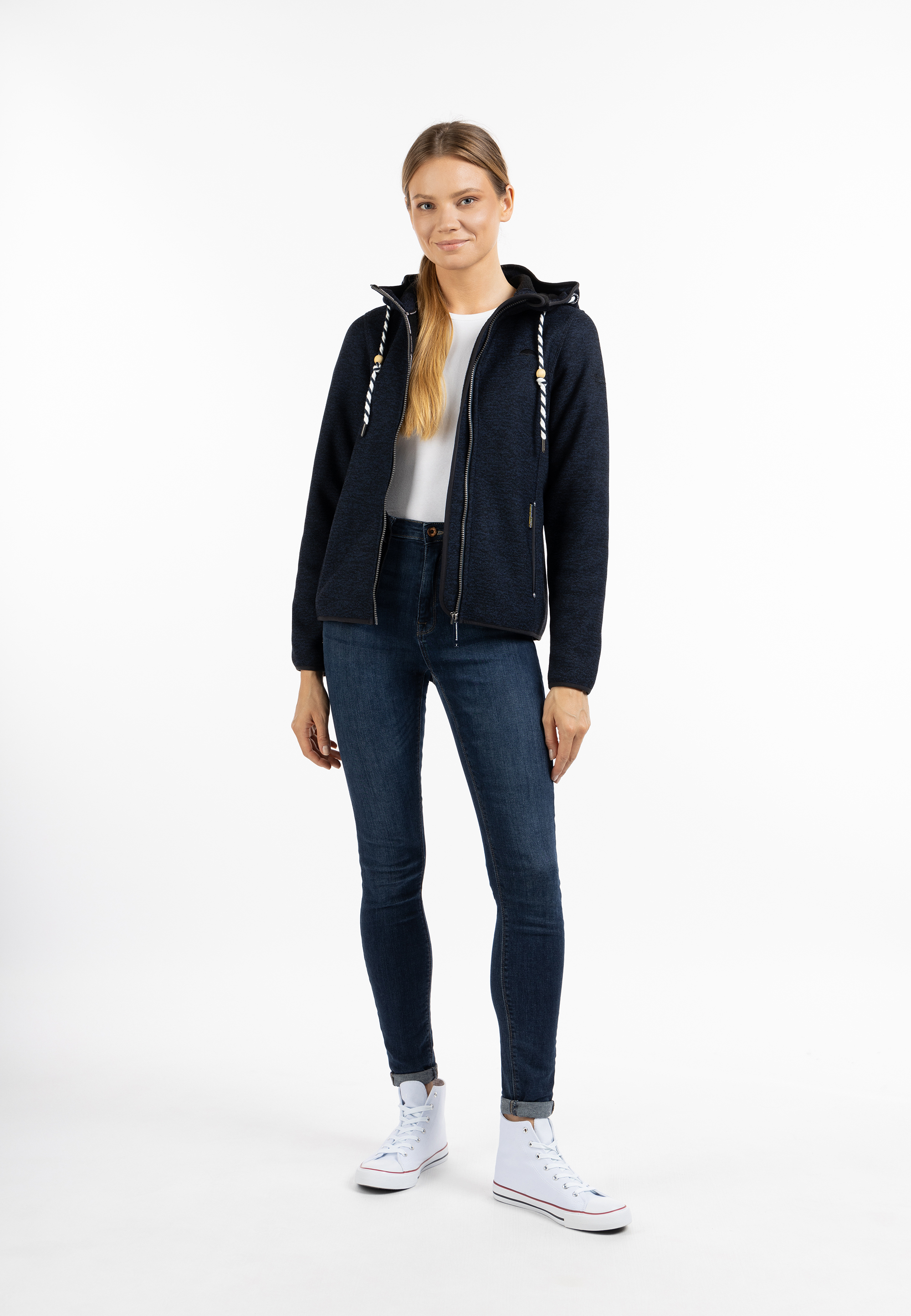 Schmuddelwedda Strickfleecejacke Damen Marine Melange