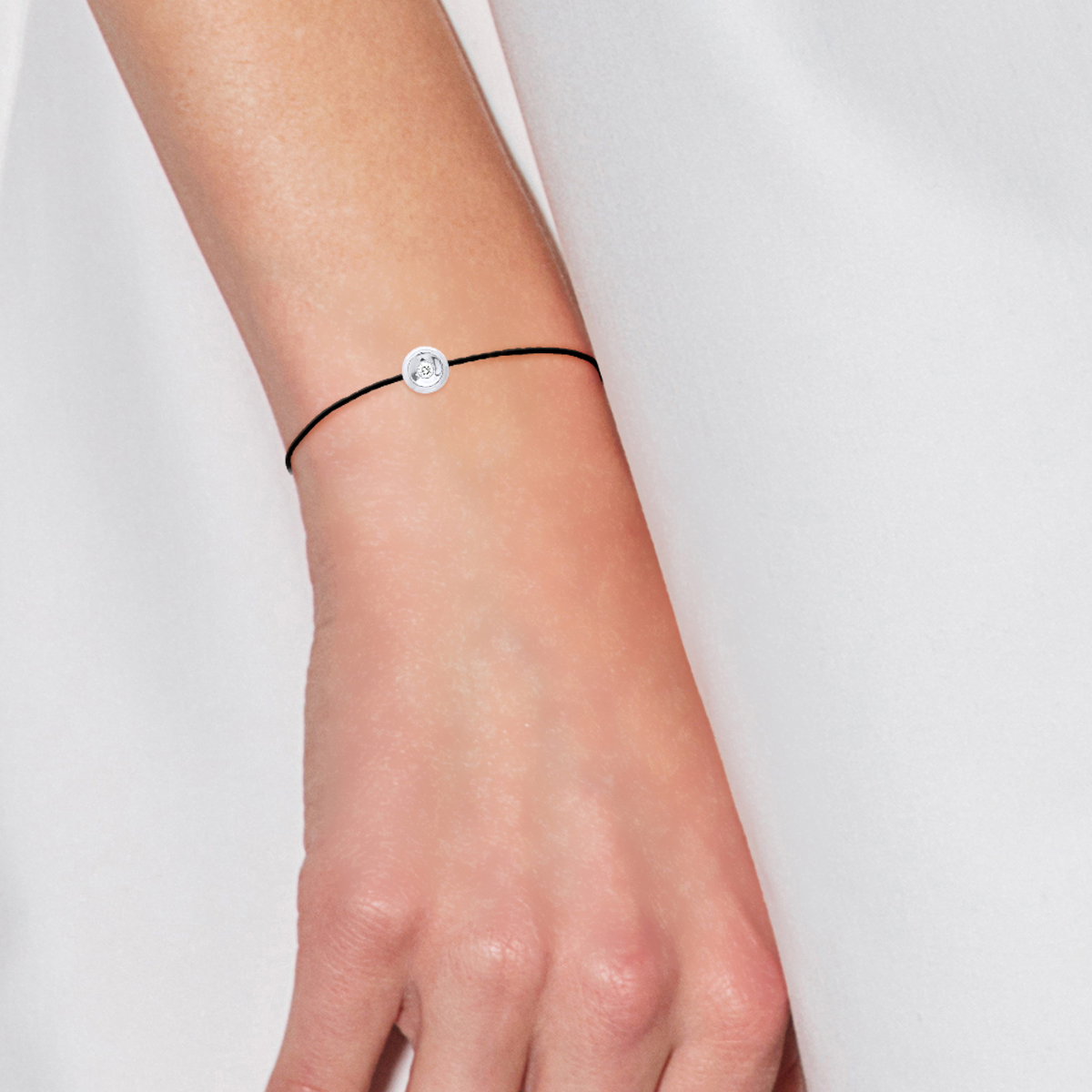 Diadema Armband Svart nylon och äkta diamant dam – bild 2