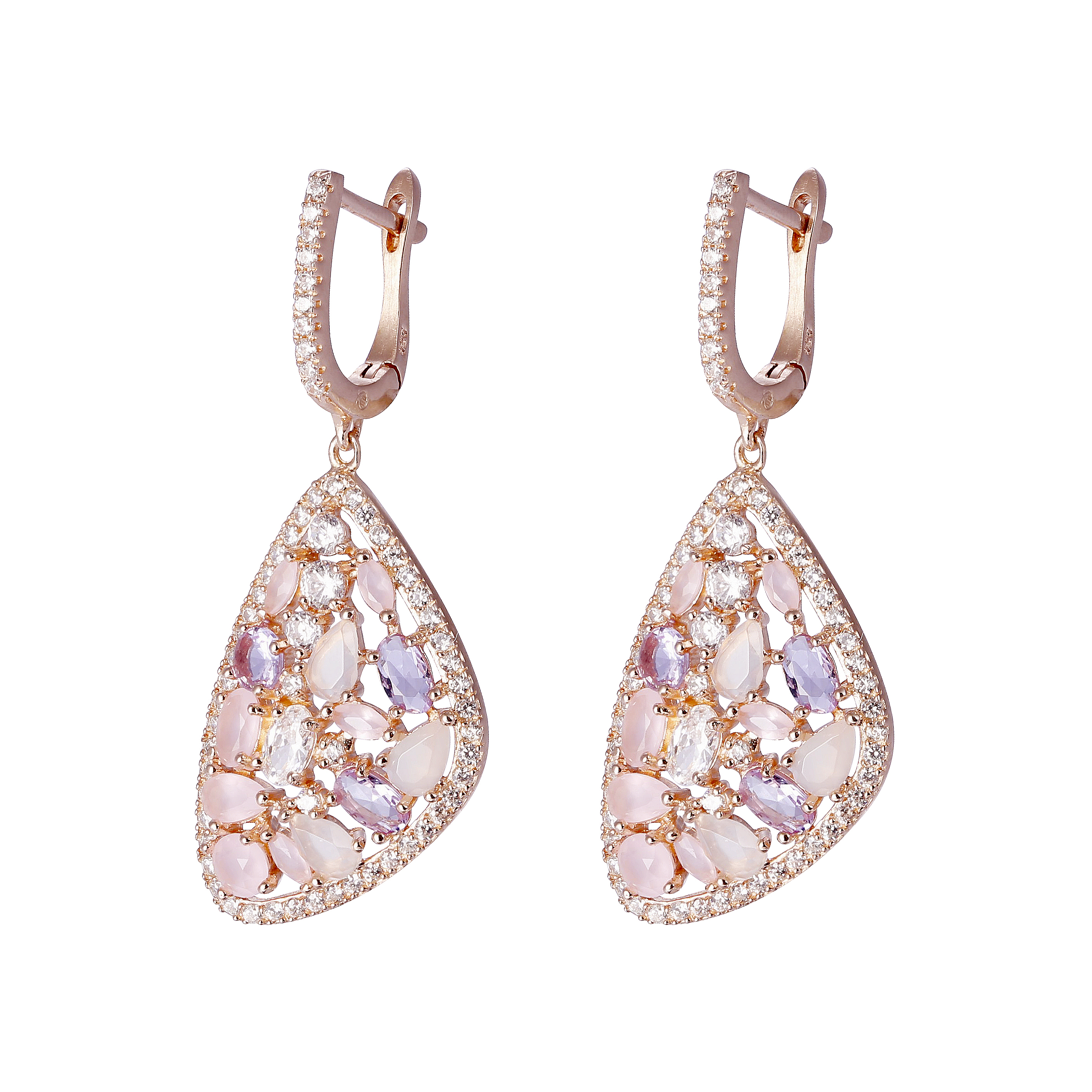 Thumbnail - Orphelia 'Desi' Damen 925 Sterling Silber Tropfenohrringe - Rosa ZO-7430