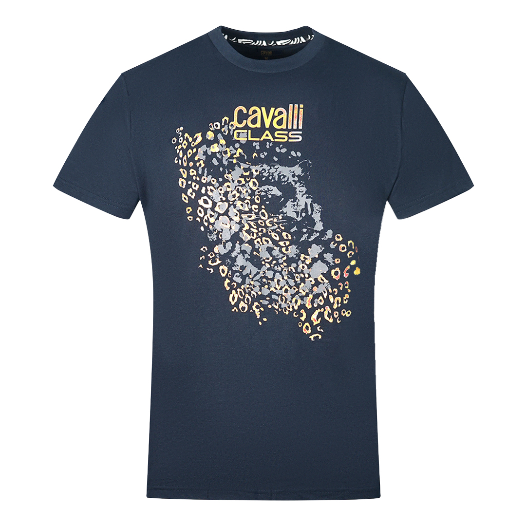 Thumbnail - Cavalli Class Leopardenmuster Silhouette Navy T-Shirt