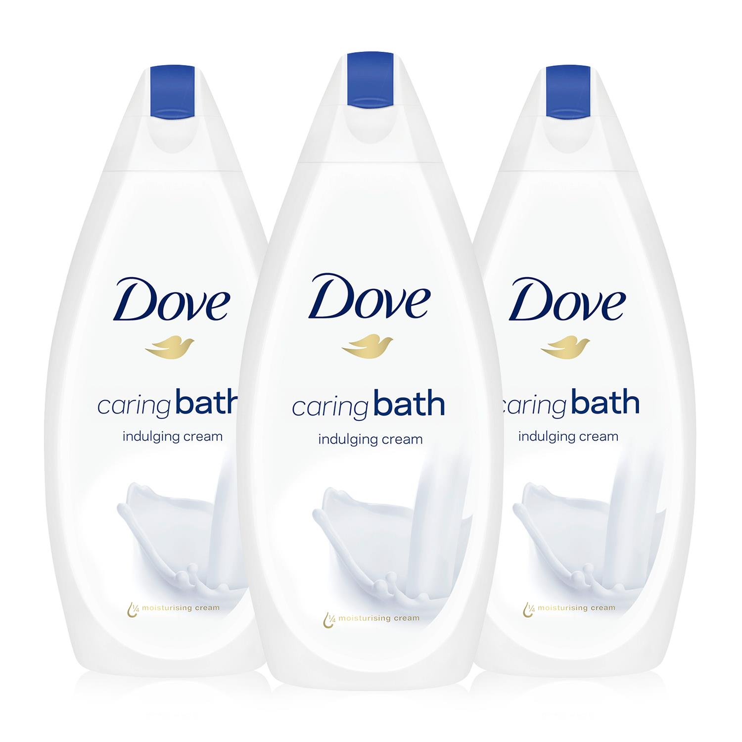 Dove Caring Bath Indulging Cream Soak with 1/4 Moisturising 3x450ml - One Size
