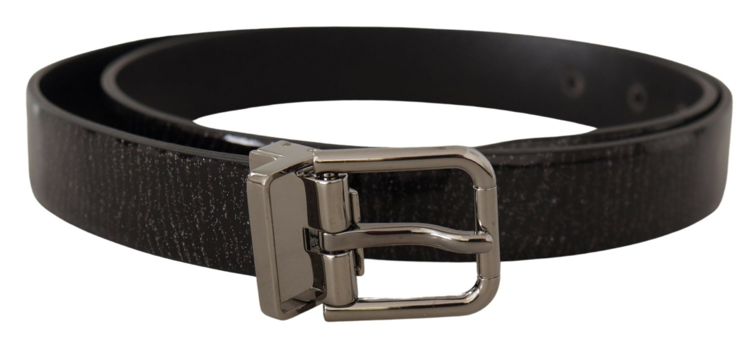 Dolce & Gabbana Mens Black Leather Vernice Metal Buckle Belt - Size 90 cm