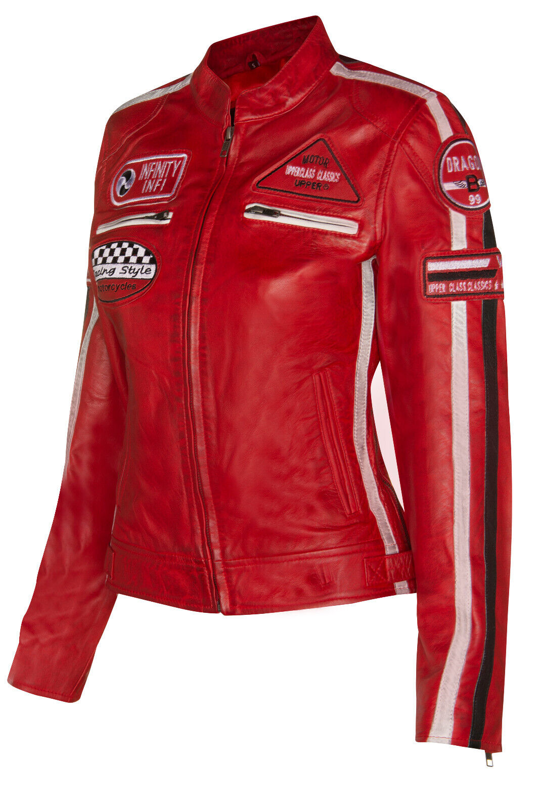Infinity Leather Biker Racing Badges-jacka i läder för damer-Agadir – bild 2