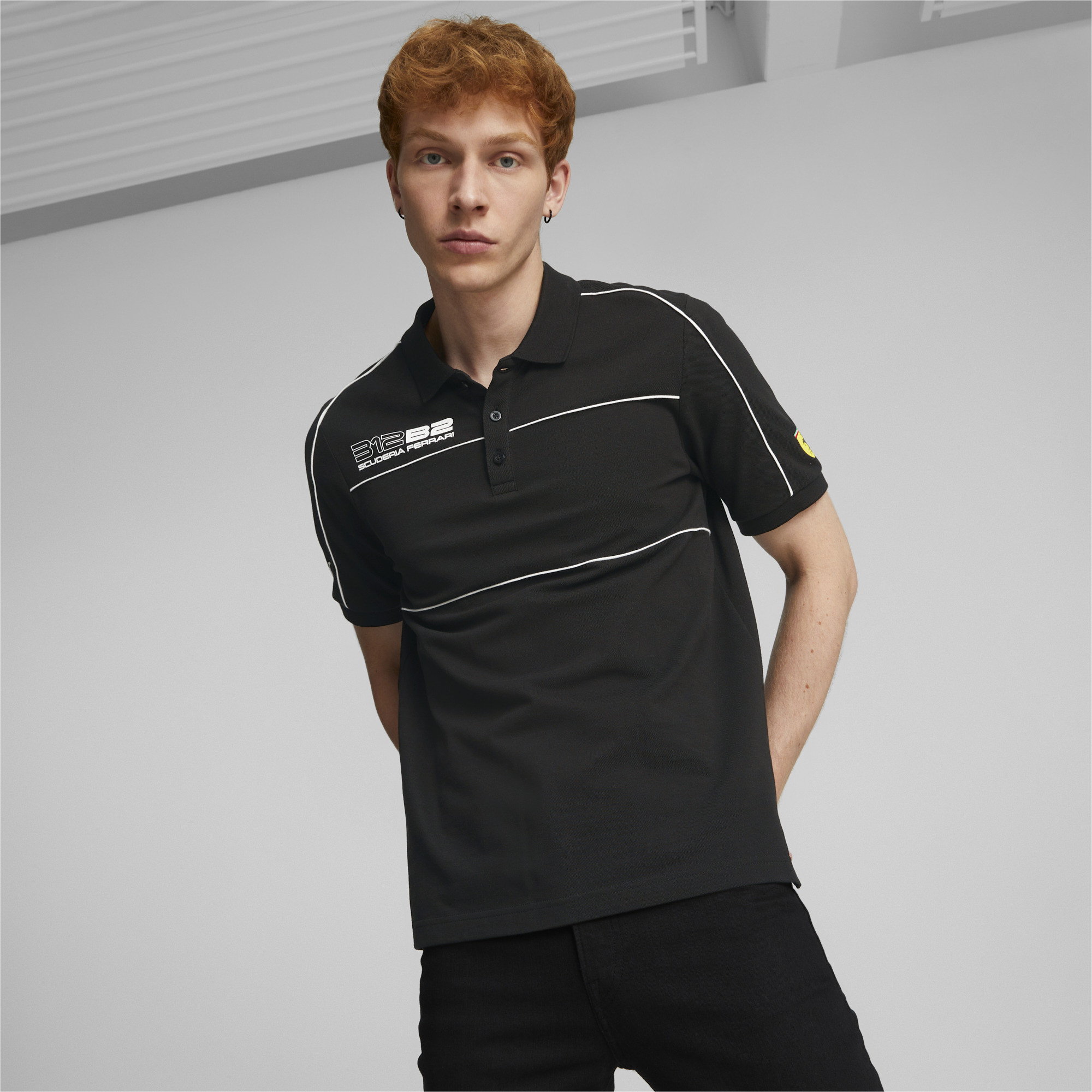 Puma Mens Scuderia Ferrari Race Polo Shirt - Black Cotton - Size Small