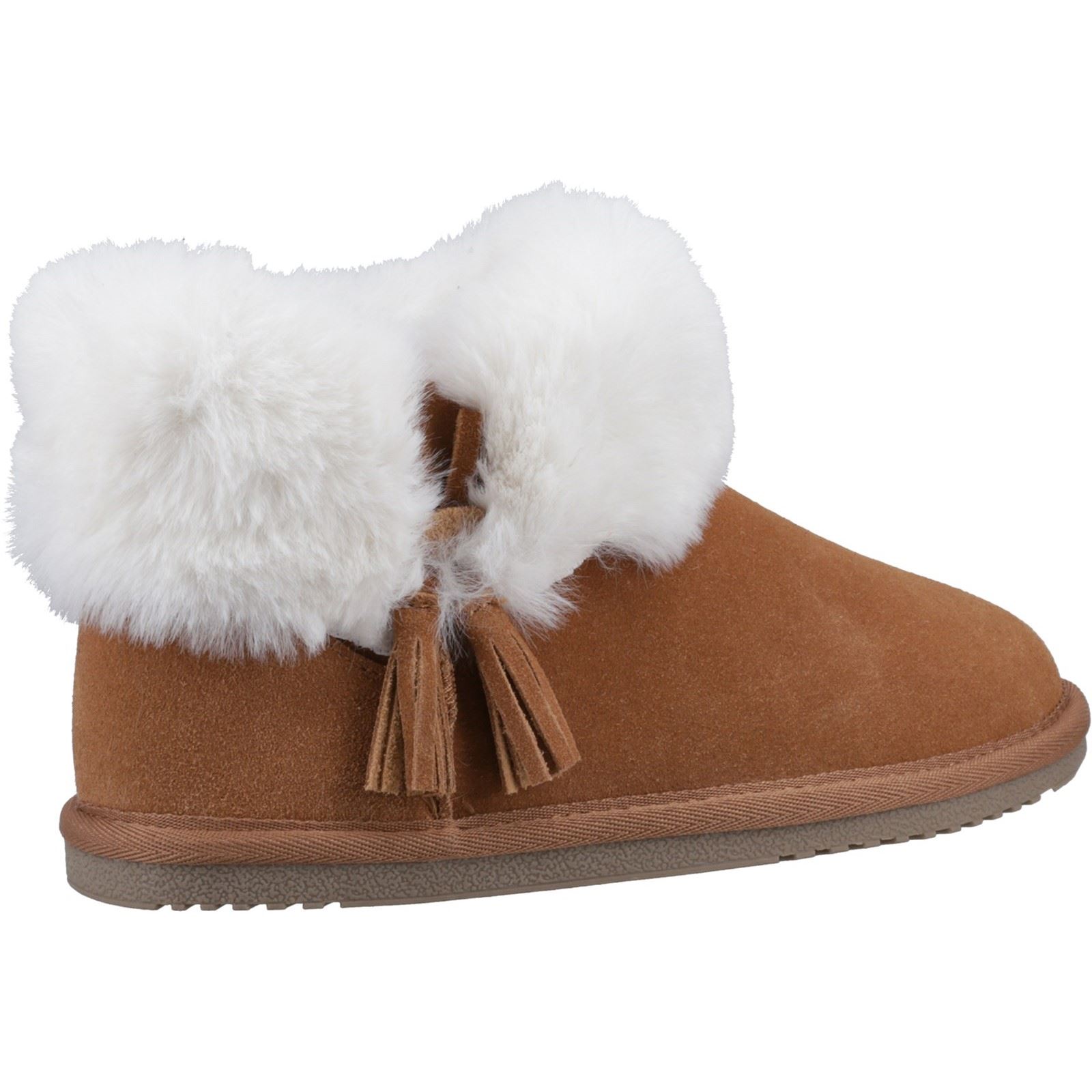 Hush Puppies Ayana Tofflor i mocka och fuskpäls för damer – bild 2