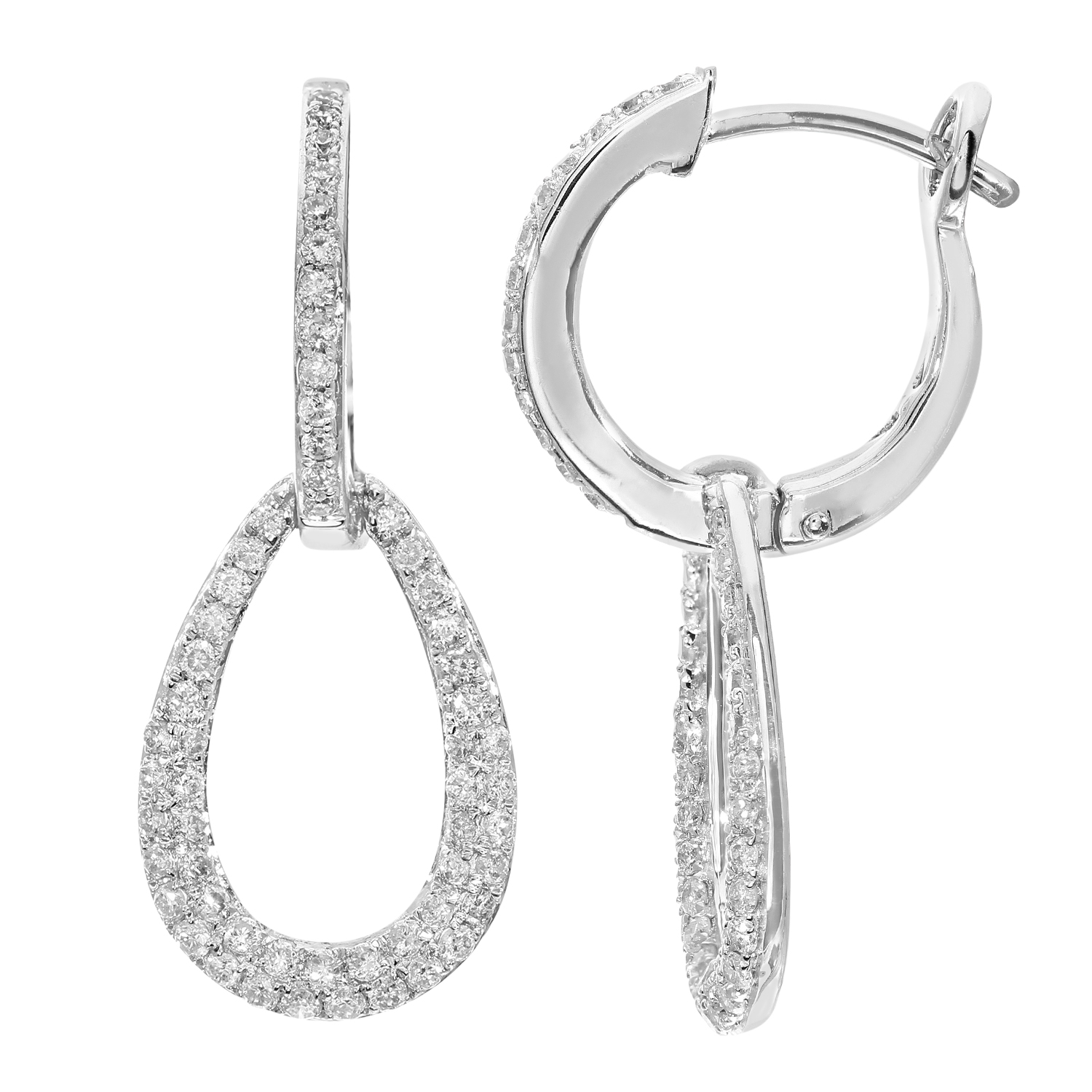 Diamant L’Eternel Womens 18ct White Gold Hoop and Teardrop Loop 0.50ct Diamond Earrings – One Size
